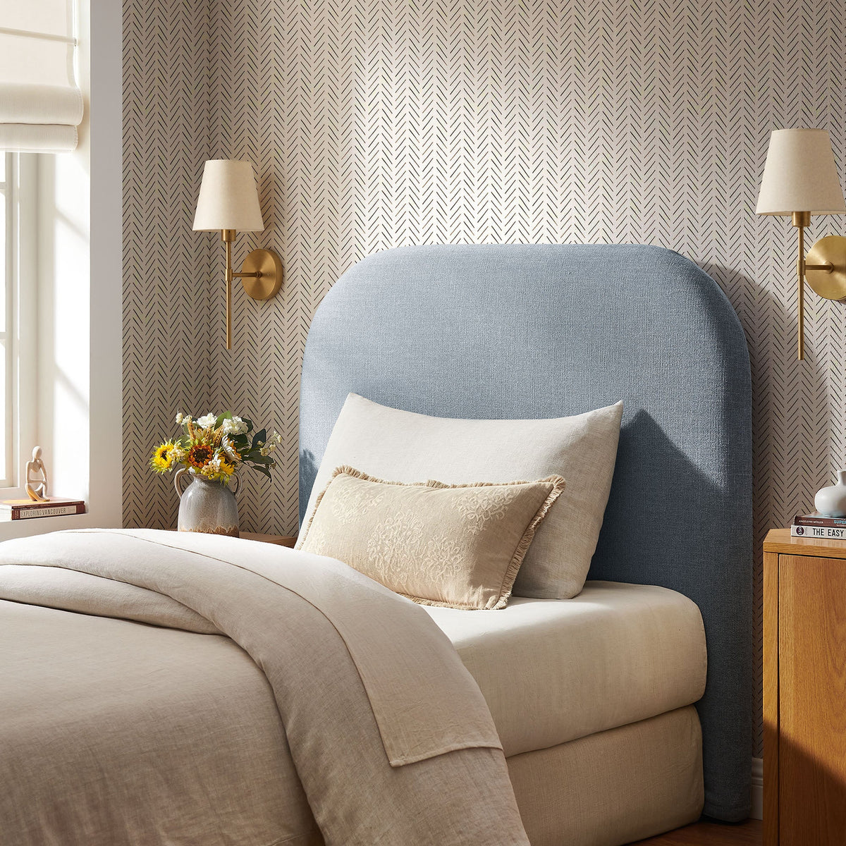 Keynote Twin Size Upholstered Fabric Headboard