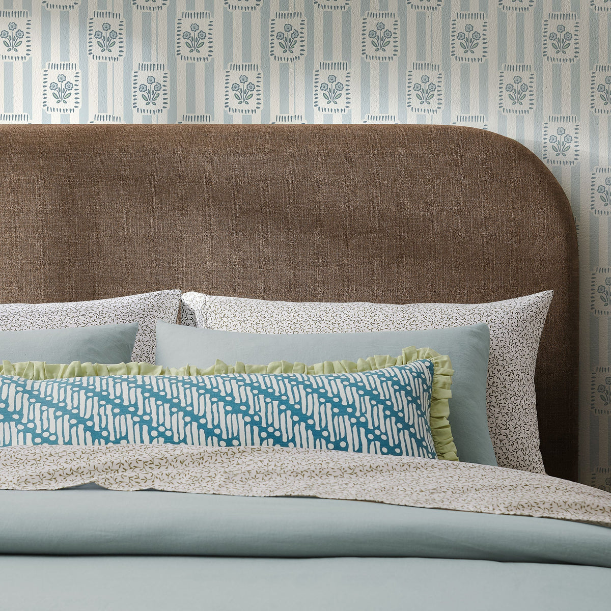 Keynote Queen Size Upholstered Fabric Headboard