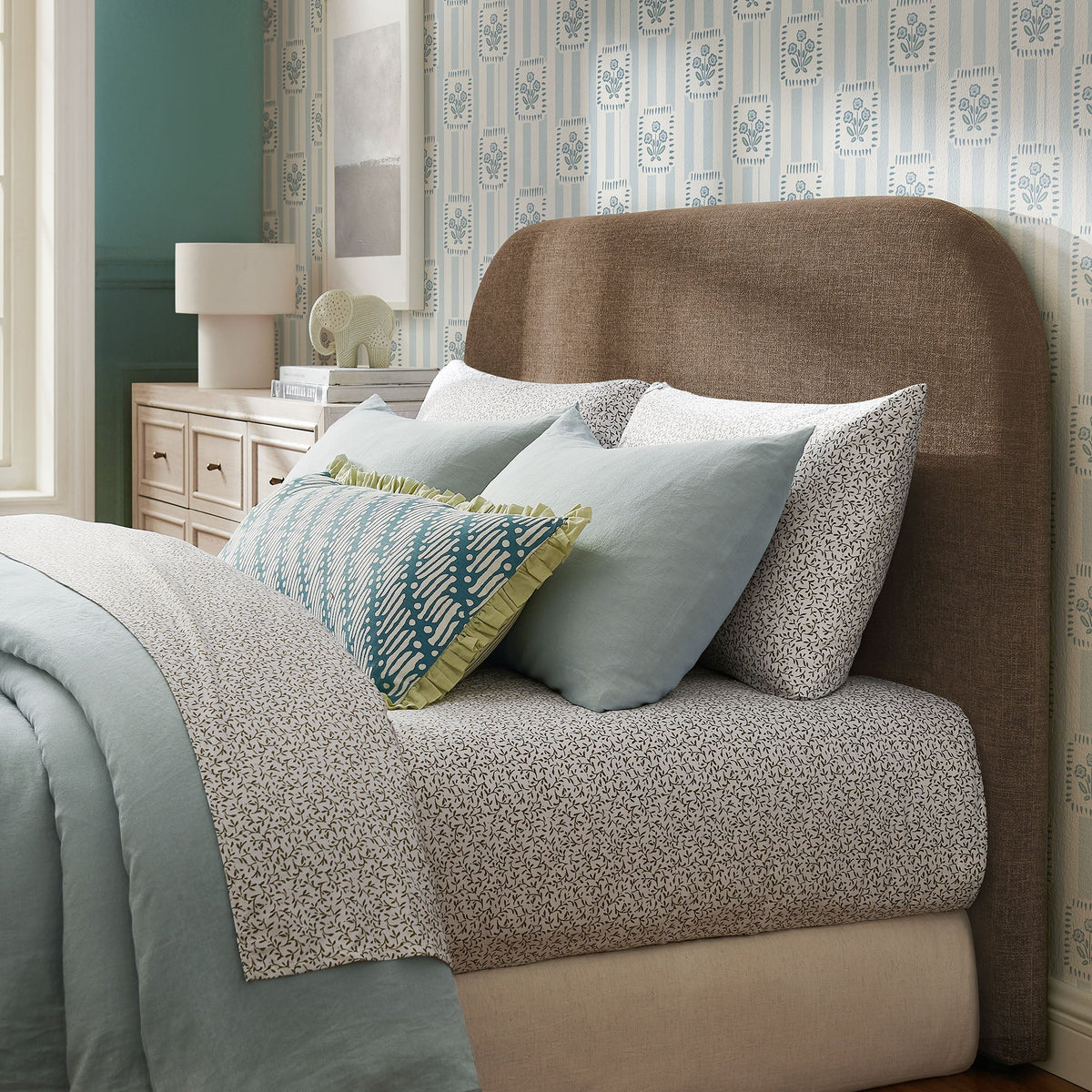 Keynote Queen Size Upholstered Fabric Headboard