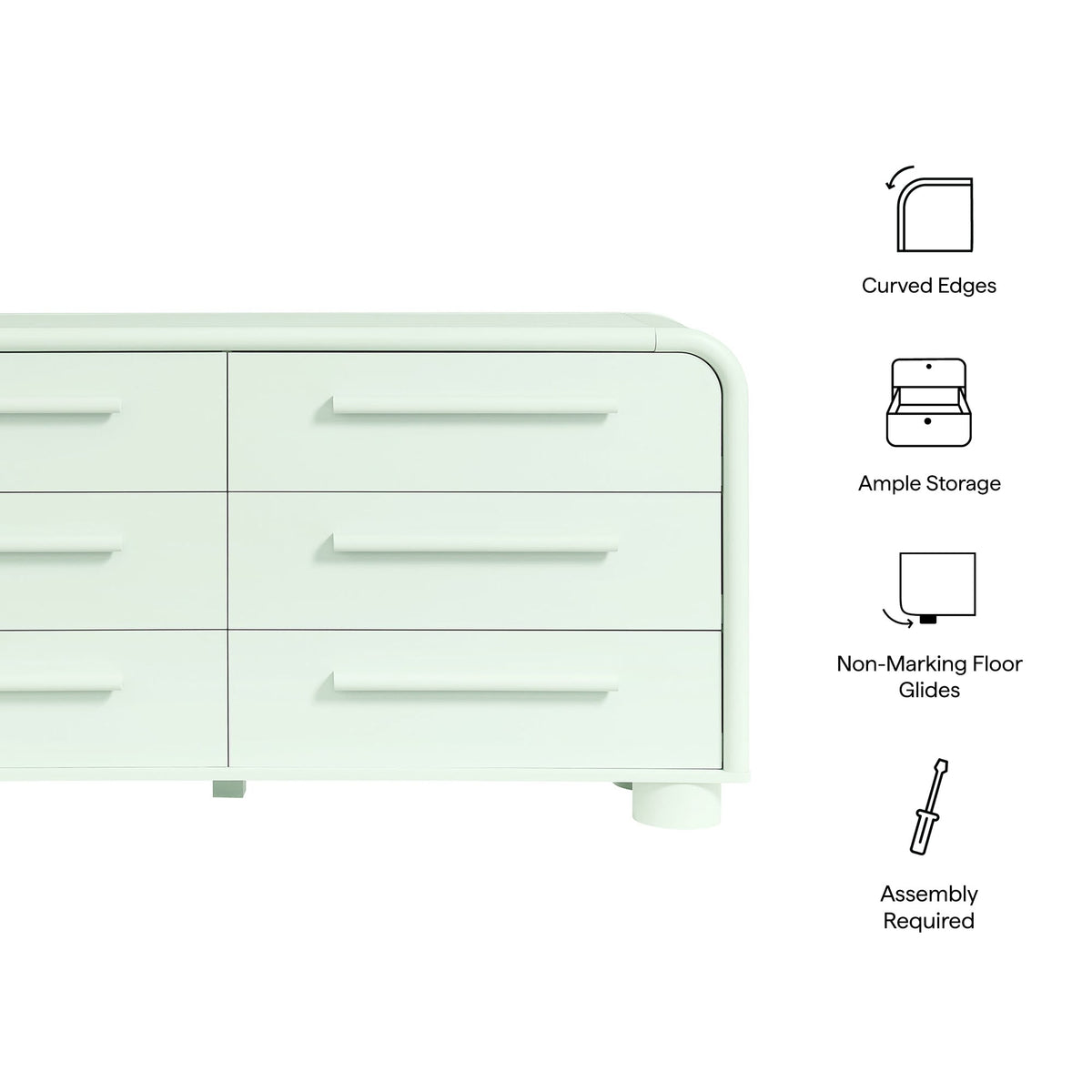 Bellamy Curved 6-Drawer Dresser