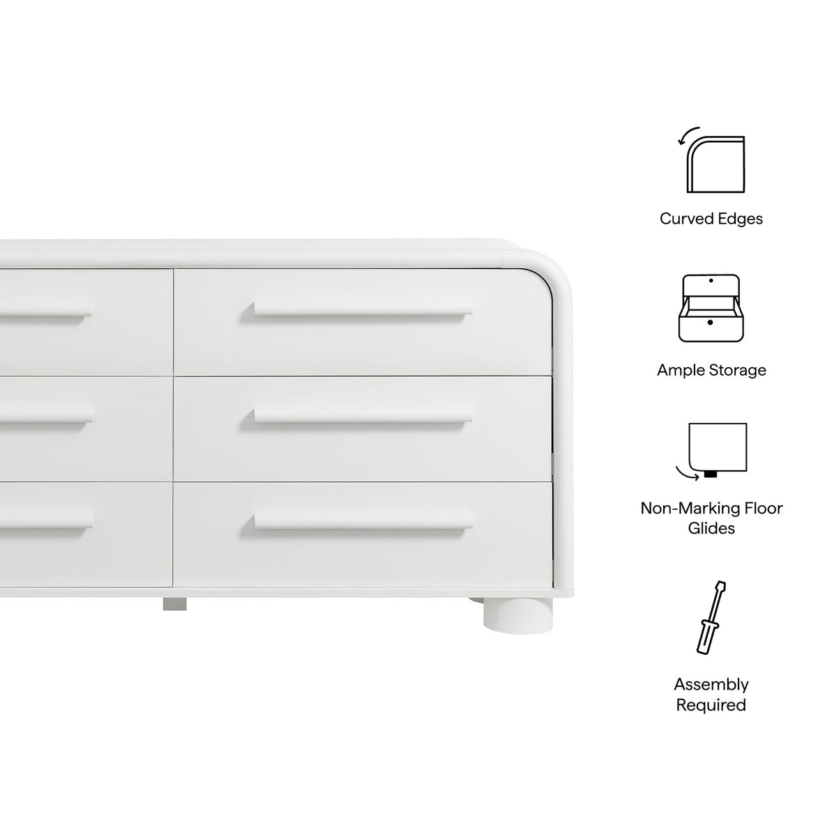 Bellamy Curved 6-Drawer Dresser
