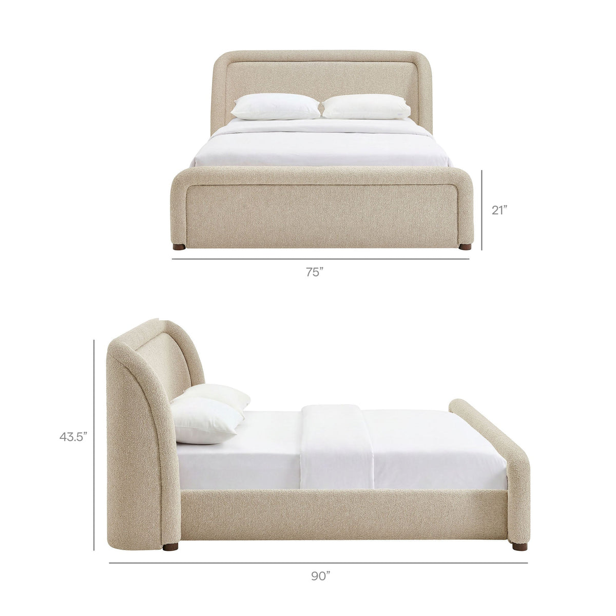 Tasmin Upholstered Fabric Platform Bed