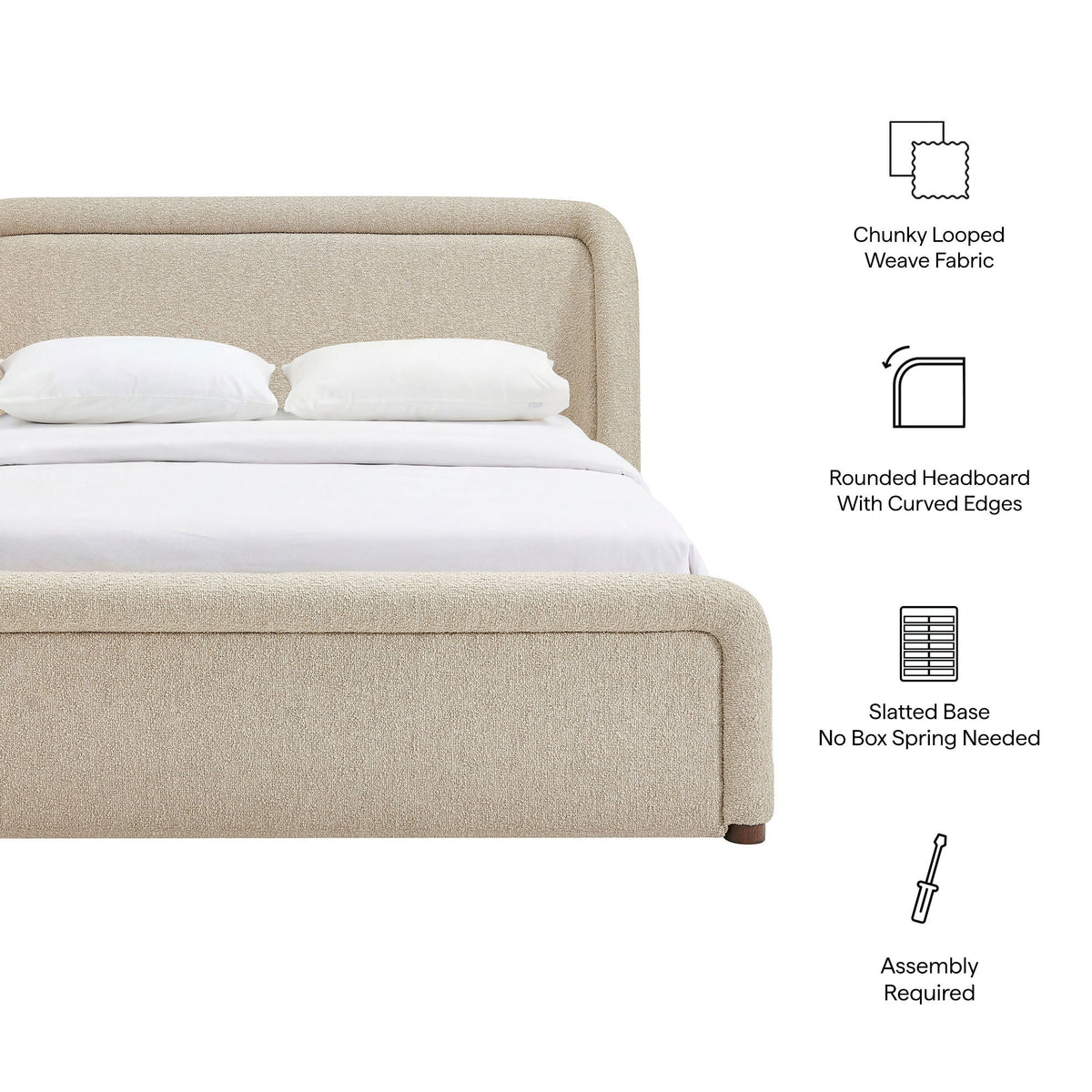 Tasmin Upholstered Fabric Platform Bed