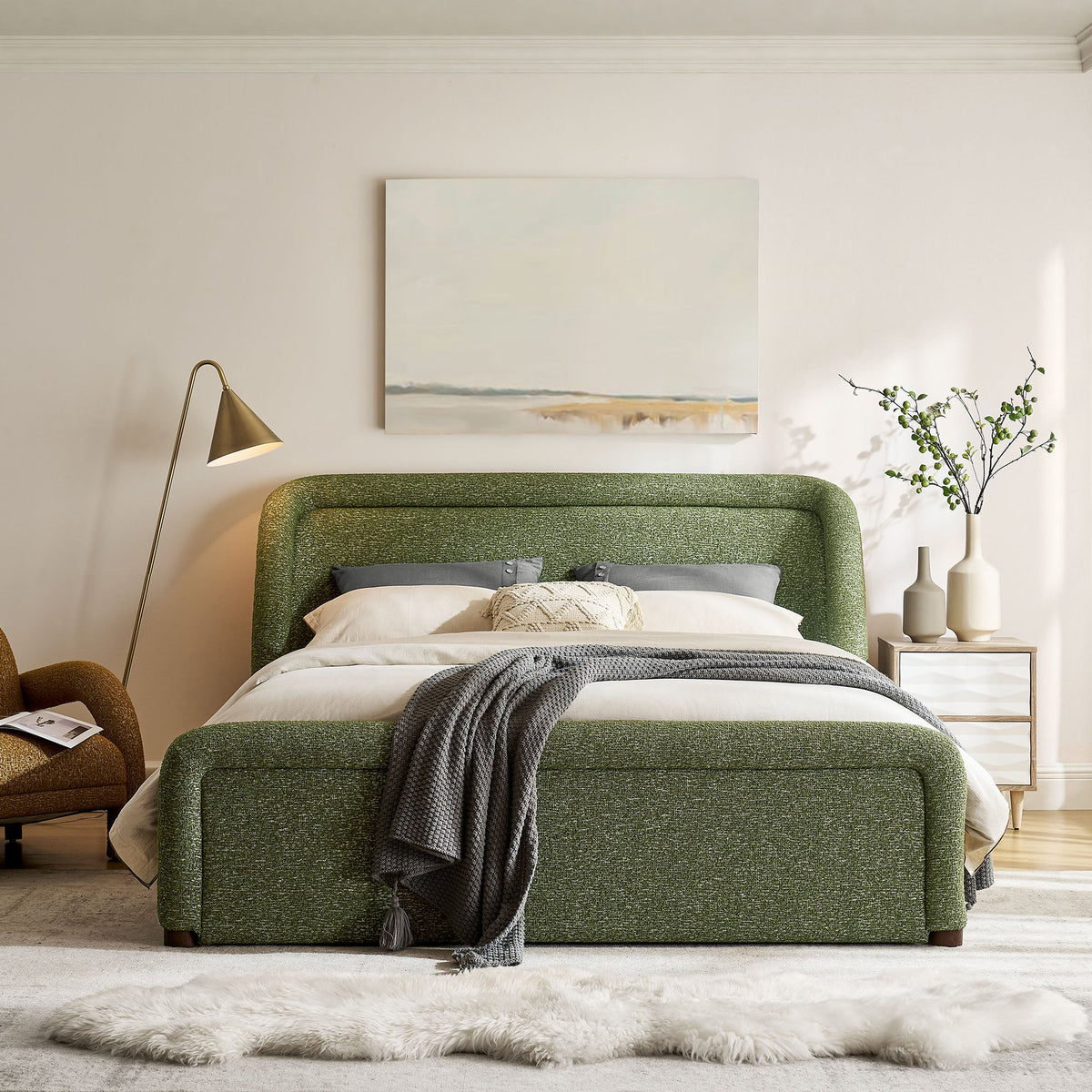 Tasmin Upholstered Fabric Platform Bed