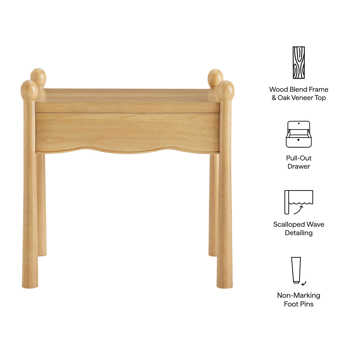 Darcy Wood Nightstand or Side Table