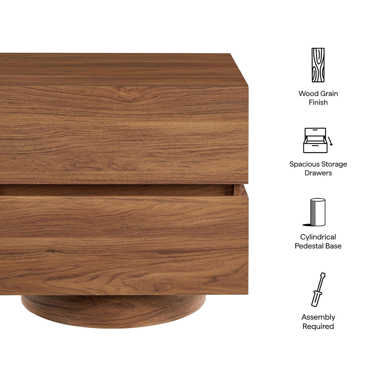 Koval Floating Pedestal 2-Drawer Nightstand