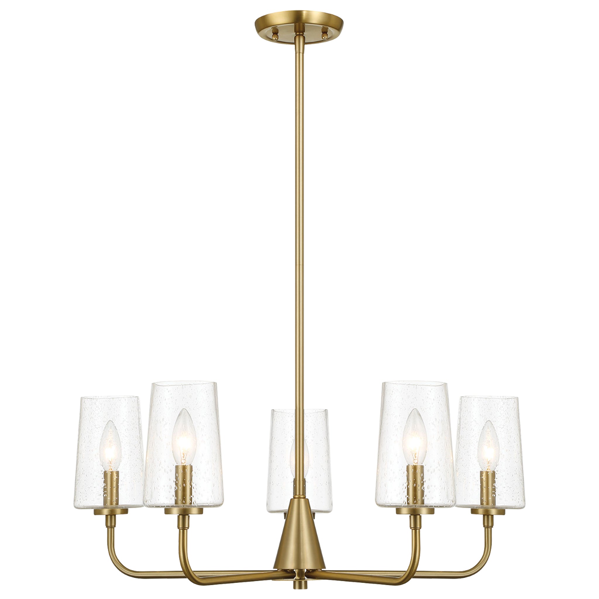 Malibu Five Lights Chandelier With Clear Seeded Glass -Satin Brass