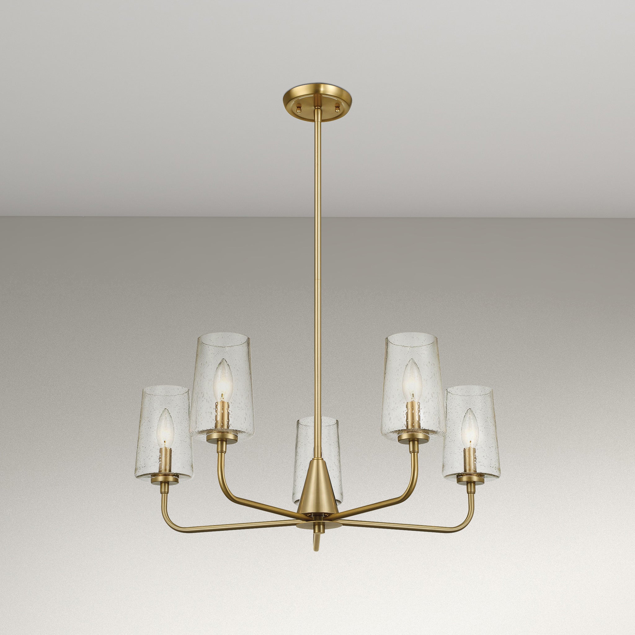 Malibu Five Lights Chandelier With Clear Seeded Glass -Satin Brass