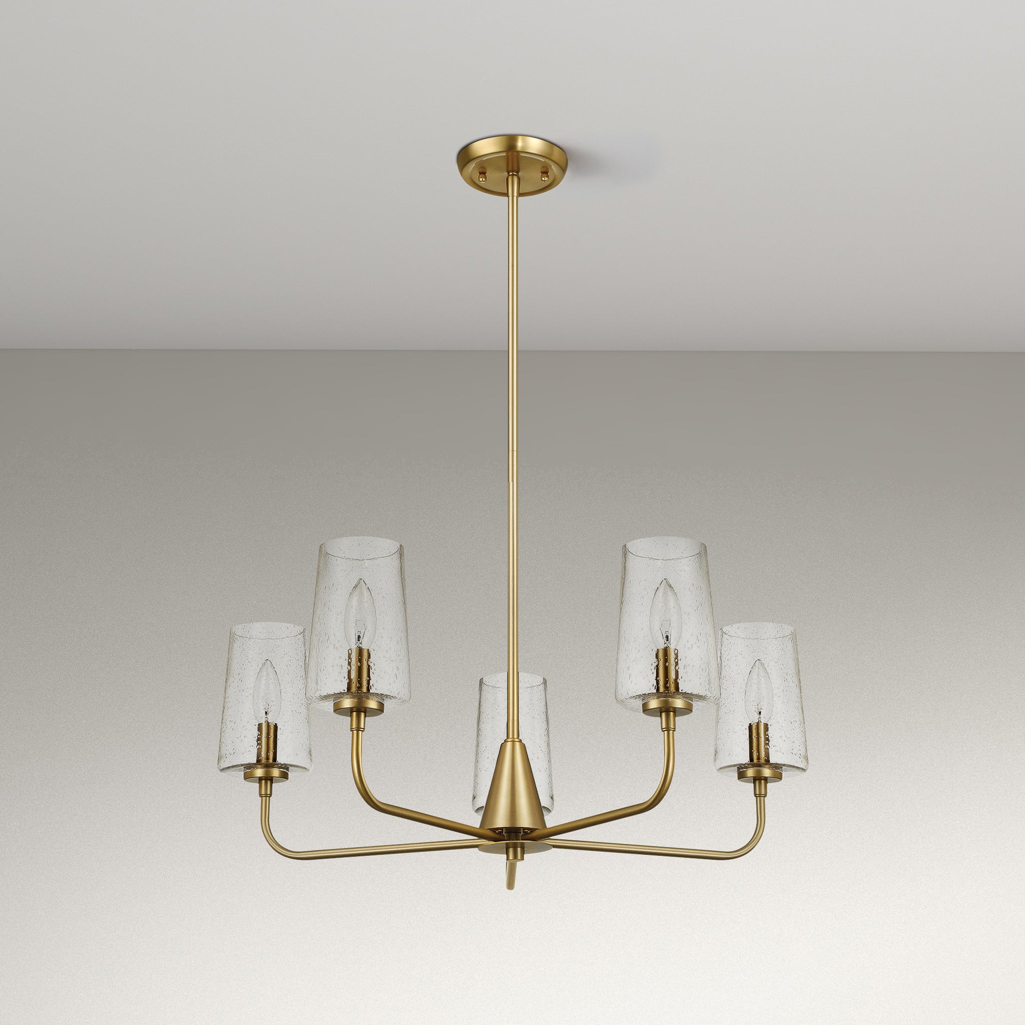 Malibu Five Lights Chandelier With Clear Seeded Glass -Satin Brass