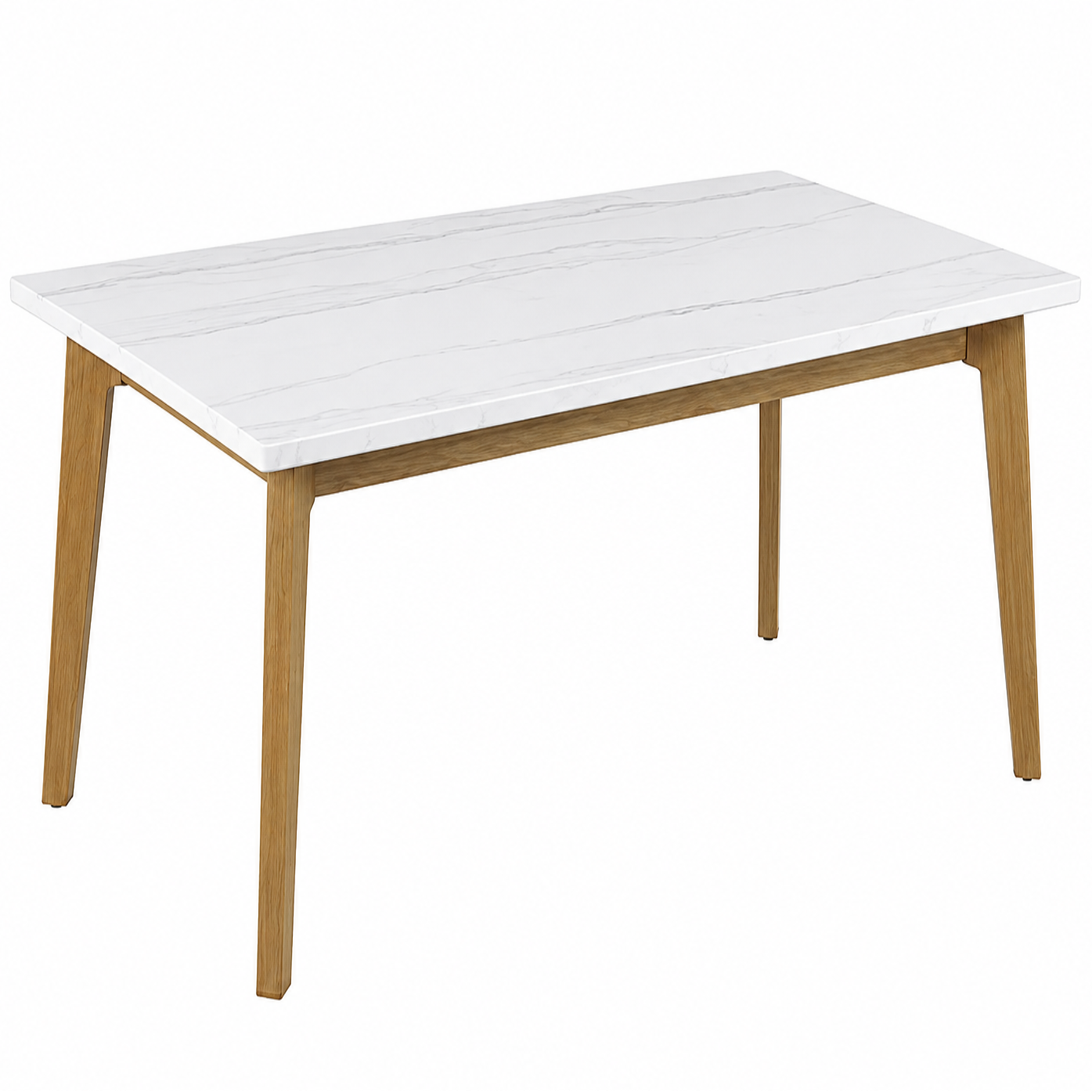 Mandier Transitional Natural Genuine Marble Top Rectangular Dining Table