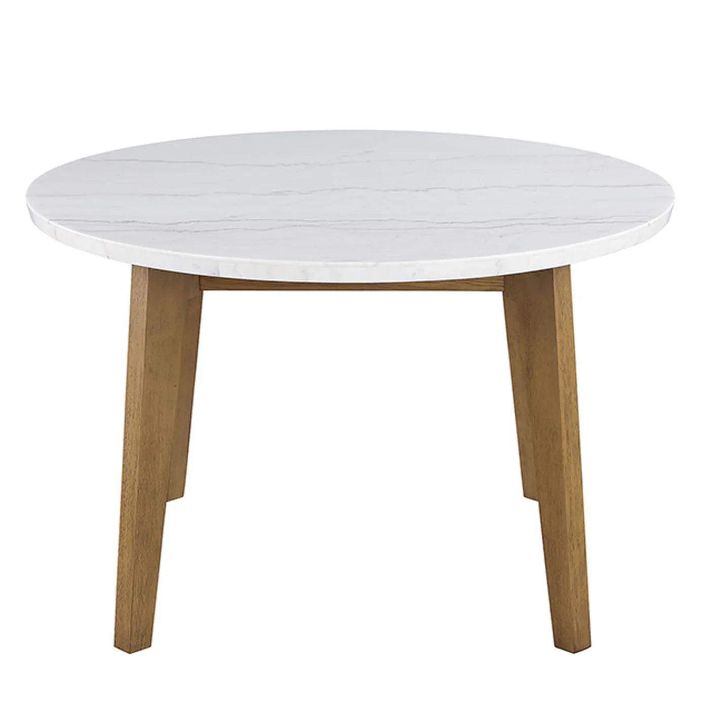 Mandier Transitional Natural Genuine Marble Top Round Dining Table with Storage Base