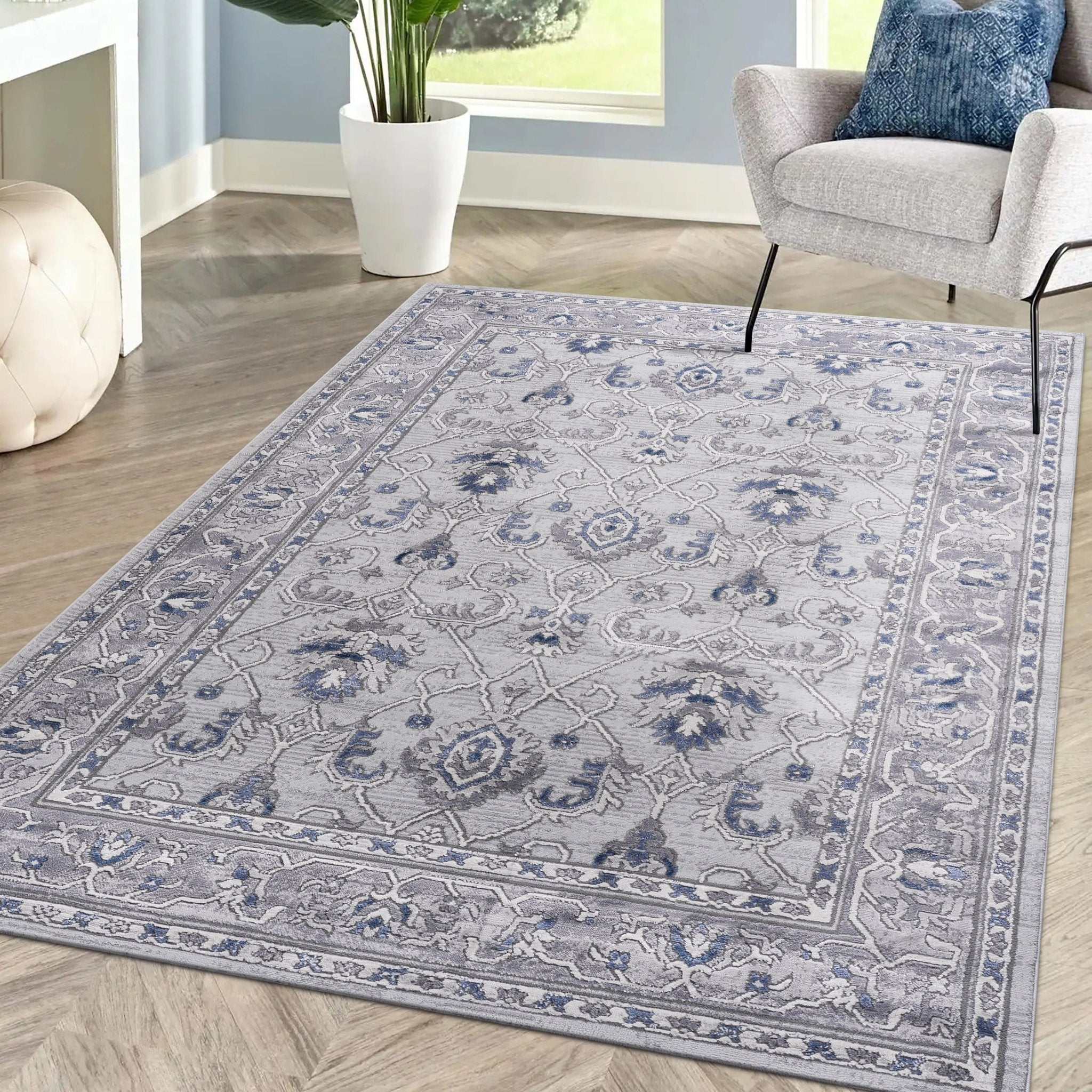 Marfi Grey - Blue Rug Size 5'3'' x 7'6''