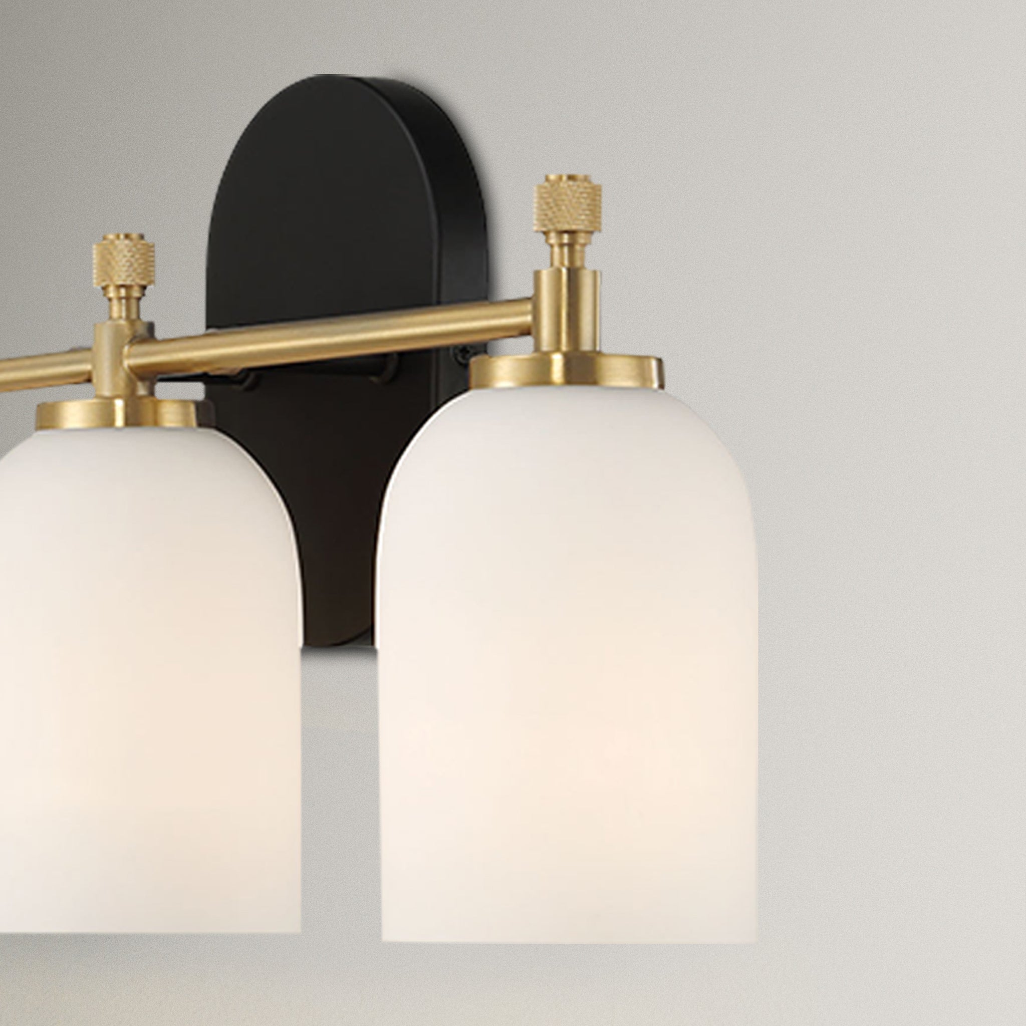 Gusto Three Lights Vanity Brushed Gold Bathroom Wall Light for Bathroom Over Mirror 20.5"W × 10.125"H × 5.5"E with White Frosted Glass