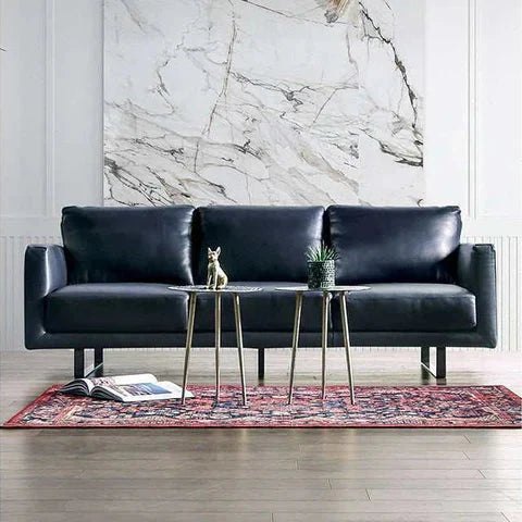 Mezzanotte Midnight Blue Real Italian Leather Sofa
