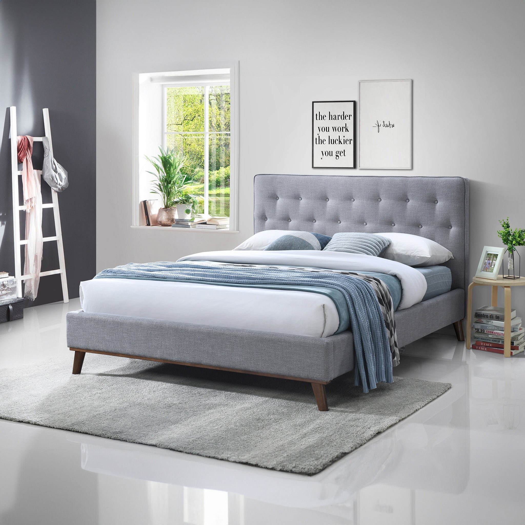 Ashton King Light Grey Bed