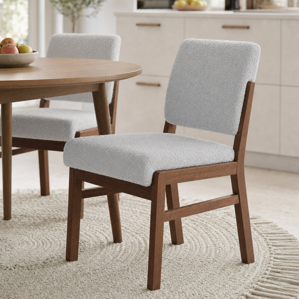 Bernard Light Grey Boucle Dining Chair - Set of 2