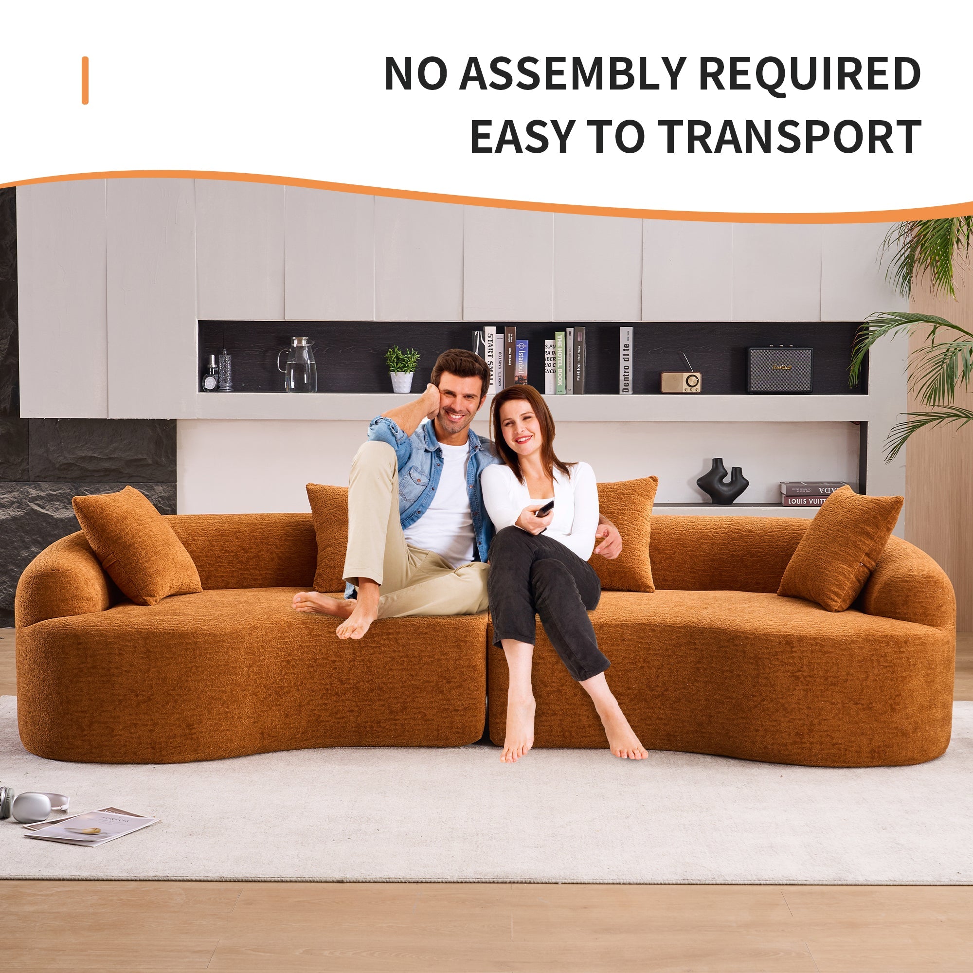 Branch Compression Sponge Sofa Orange Curved Modular Sectional
