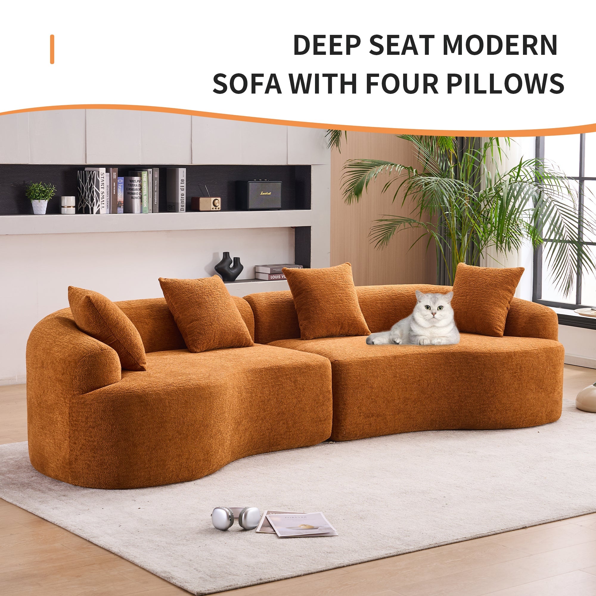 Branch Compression Sponge Sofa Orange Curved Modular Sectional