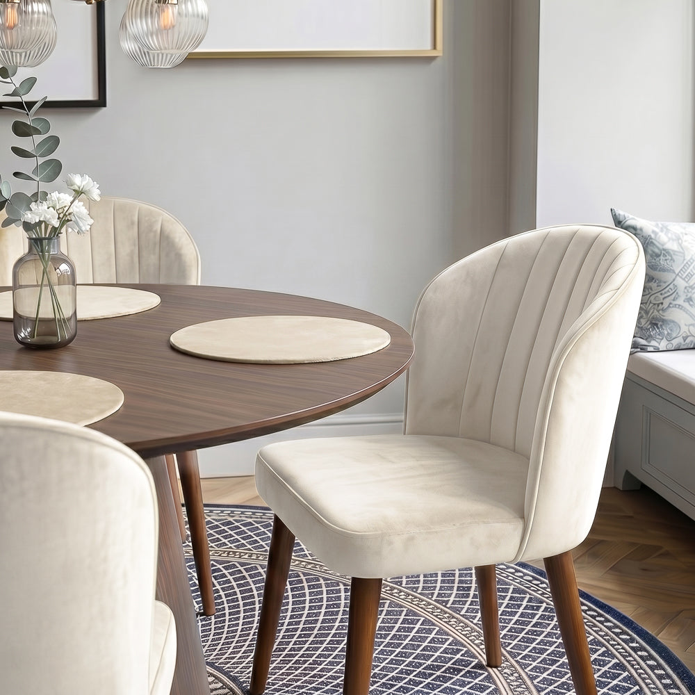 Calvin Dining Chair Set Of 2 - Beige Velvet