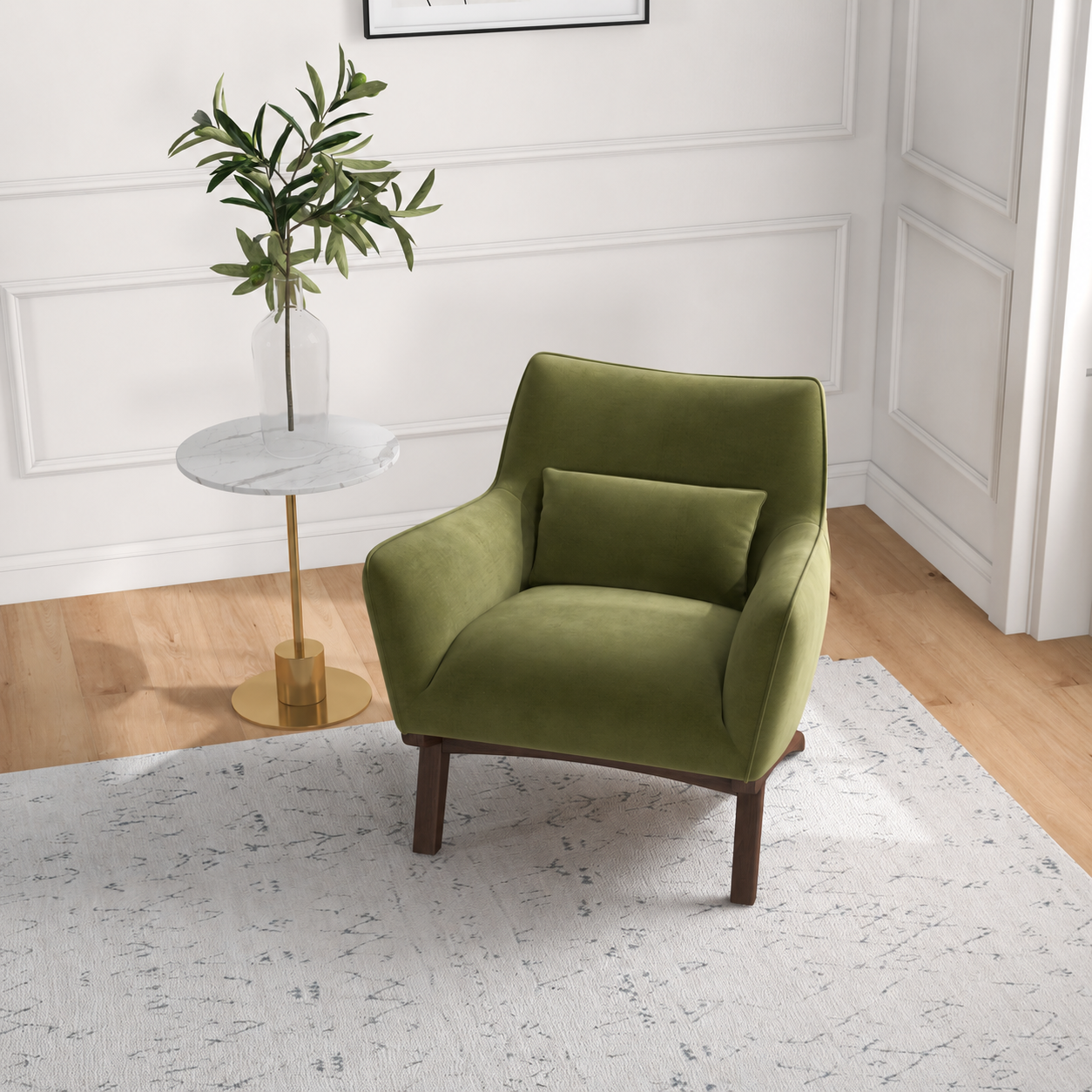 Casper Olive Green Velvet Lounge Chair