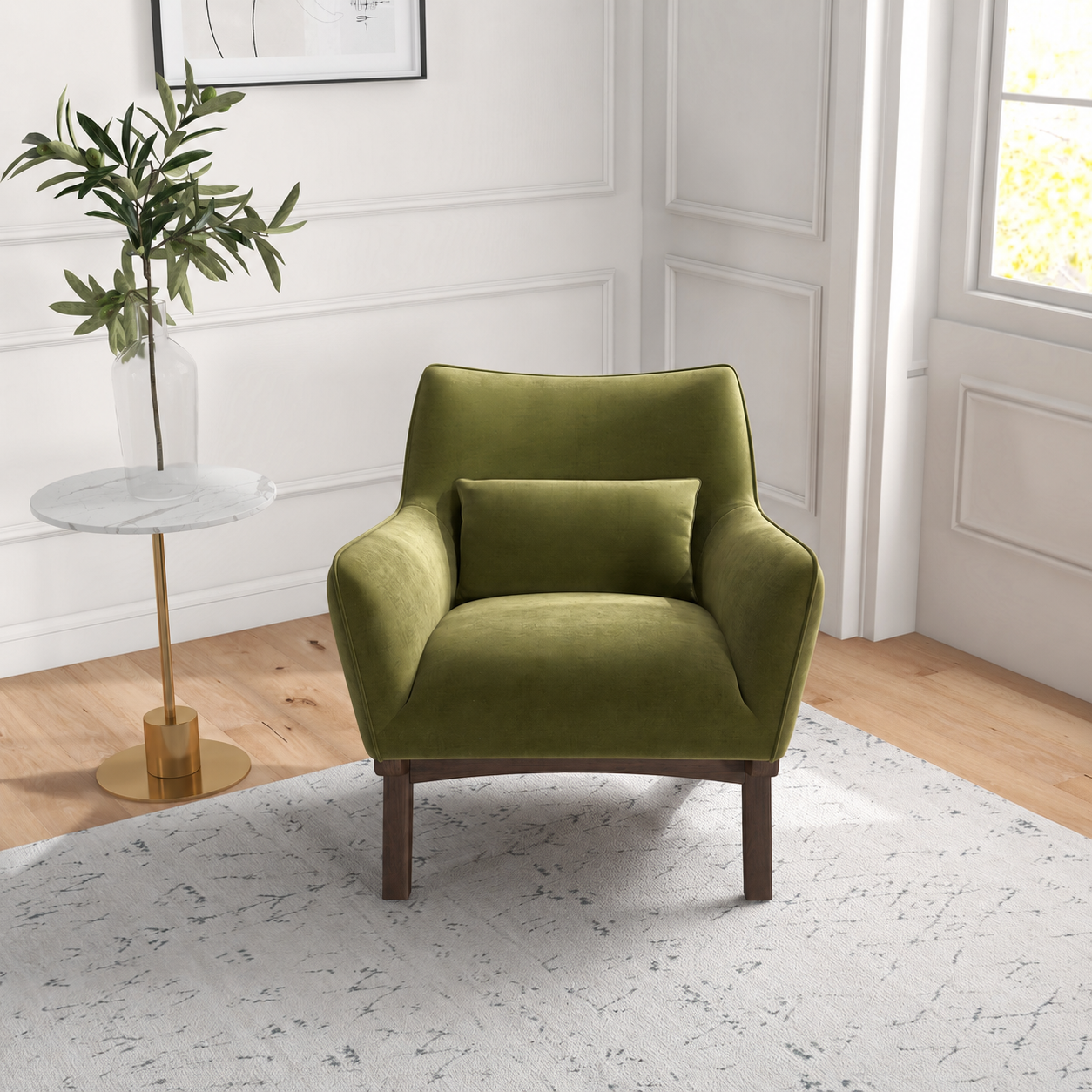 Casper Olive Green Velvet Lounge Chair