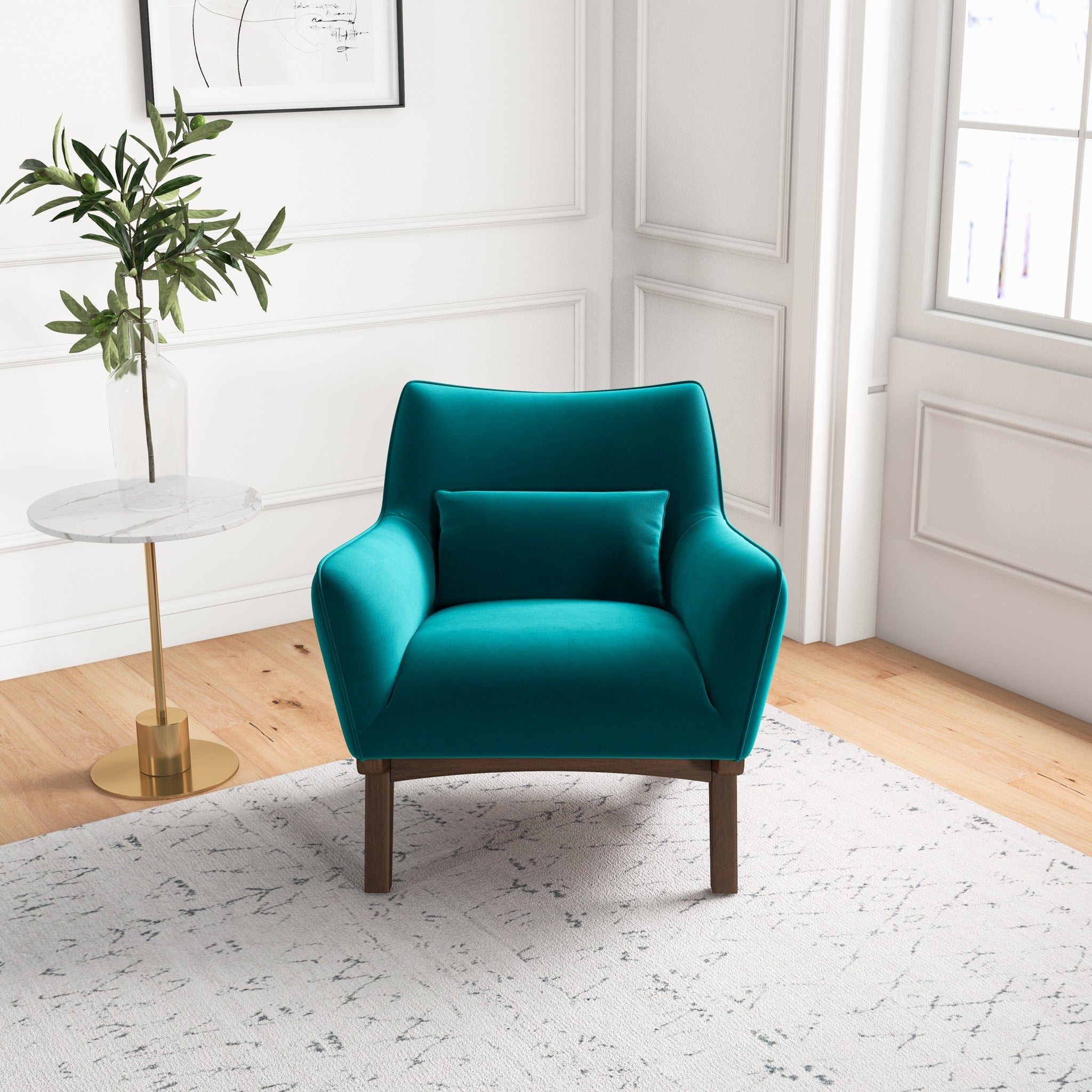 Casper Turquoise Velvet Lounge Chair
