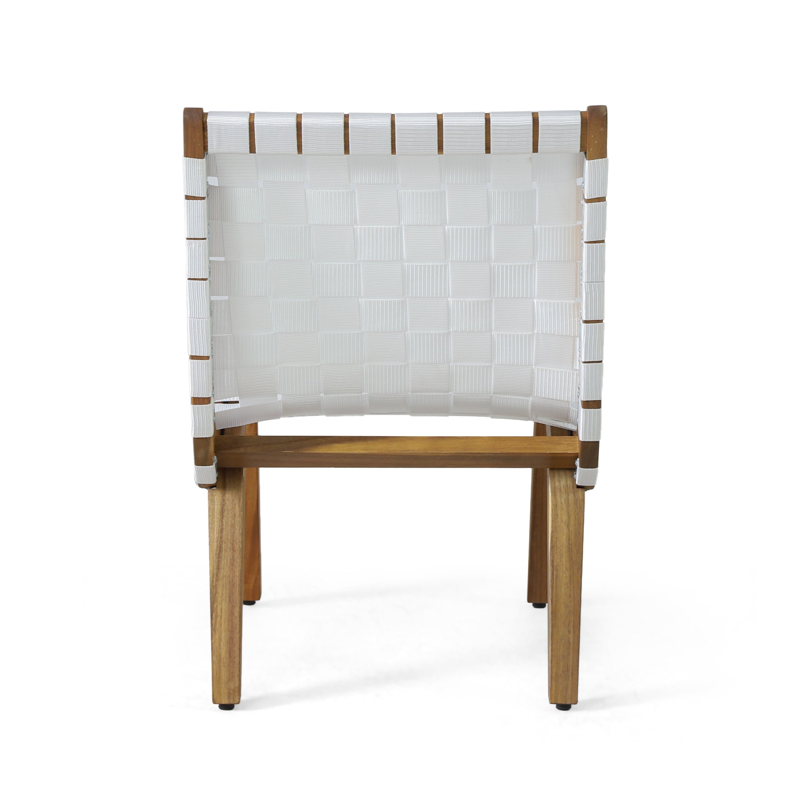Chablo Transitional Lounge Chair Set with Rope Weave in White Acacia Wood