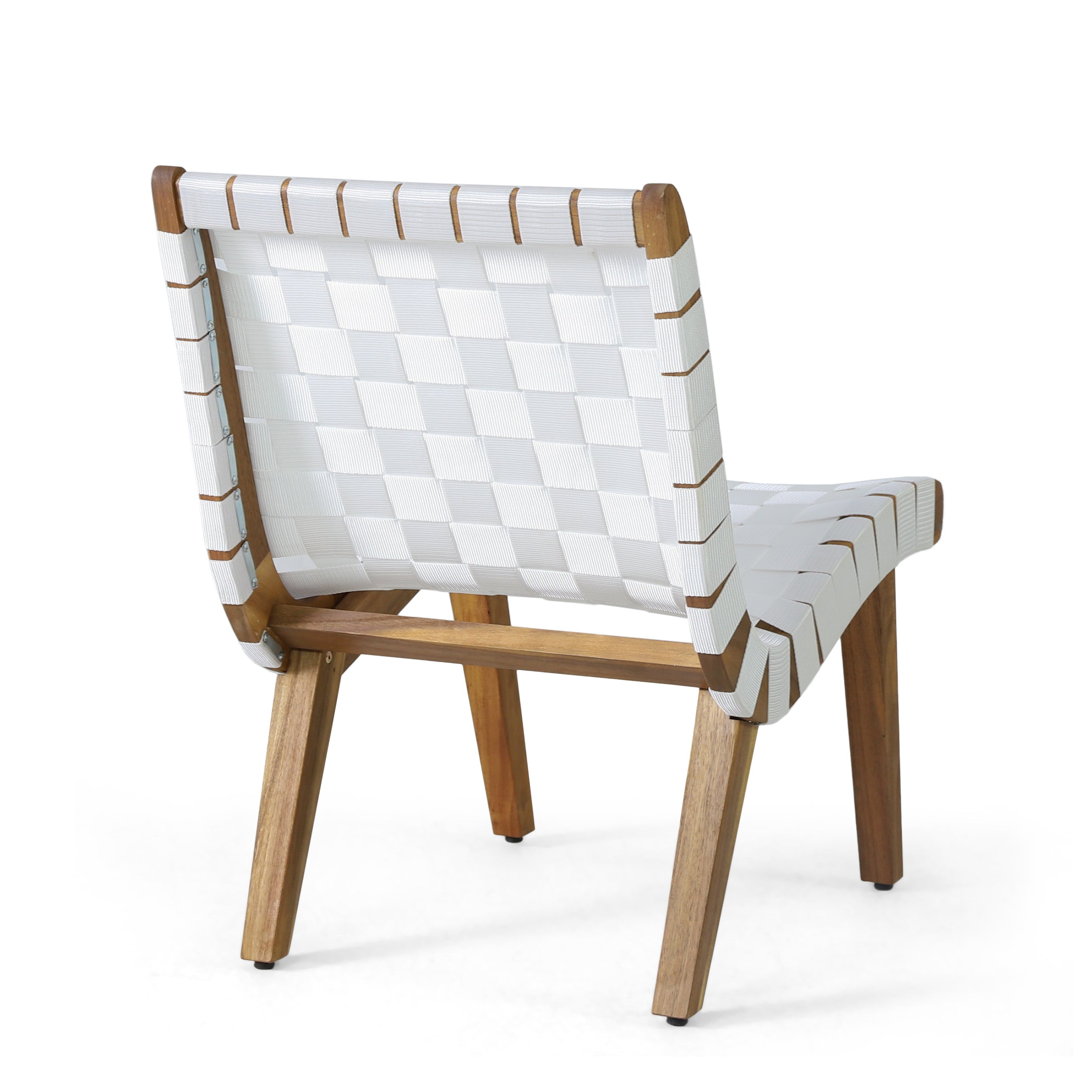 Chablo Transitional Lounge Chair Set with Rope Weave in White Acacia Wood