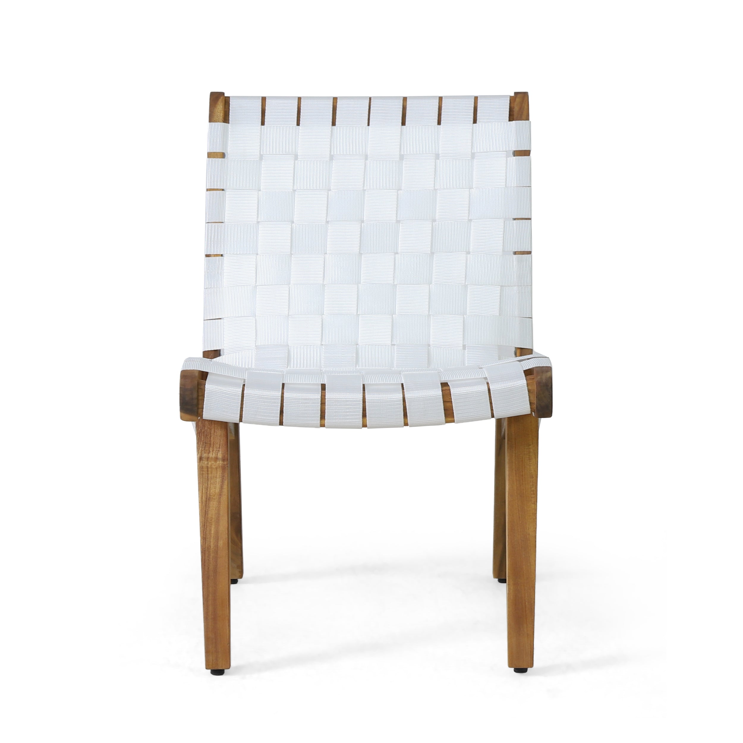 Chablo Transitional Lounge Chair Set with Rope Weave in White Acacia Wood