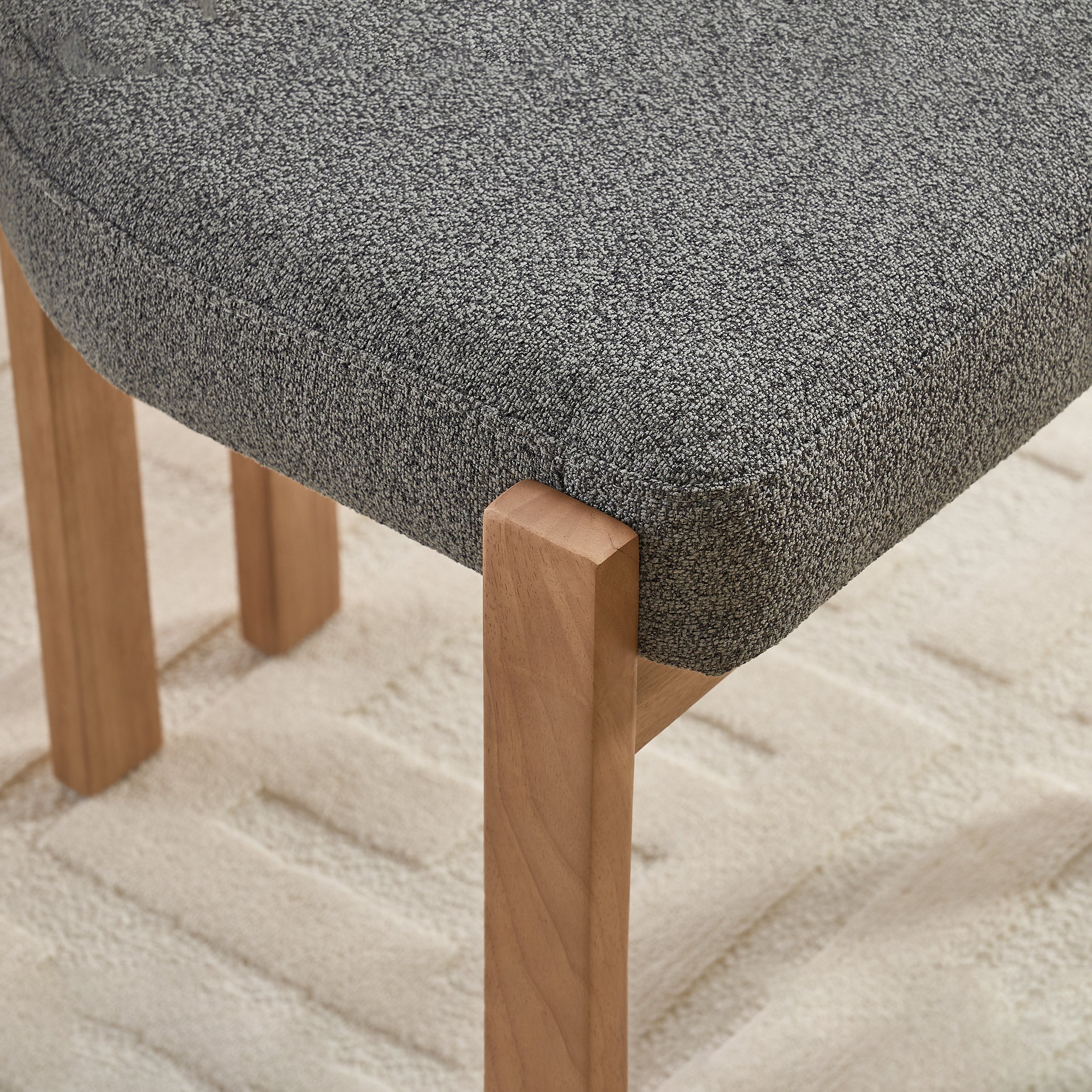 Durma Wooden Chenille Upholstered Dining Chairs - Set of 2