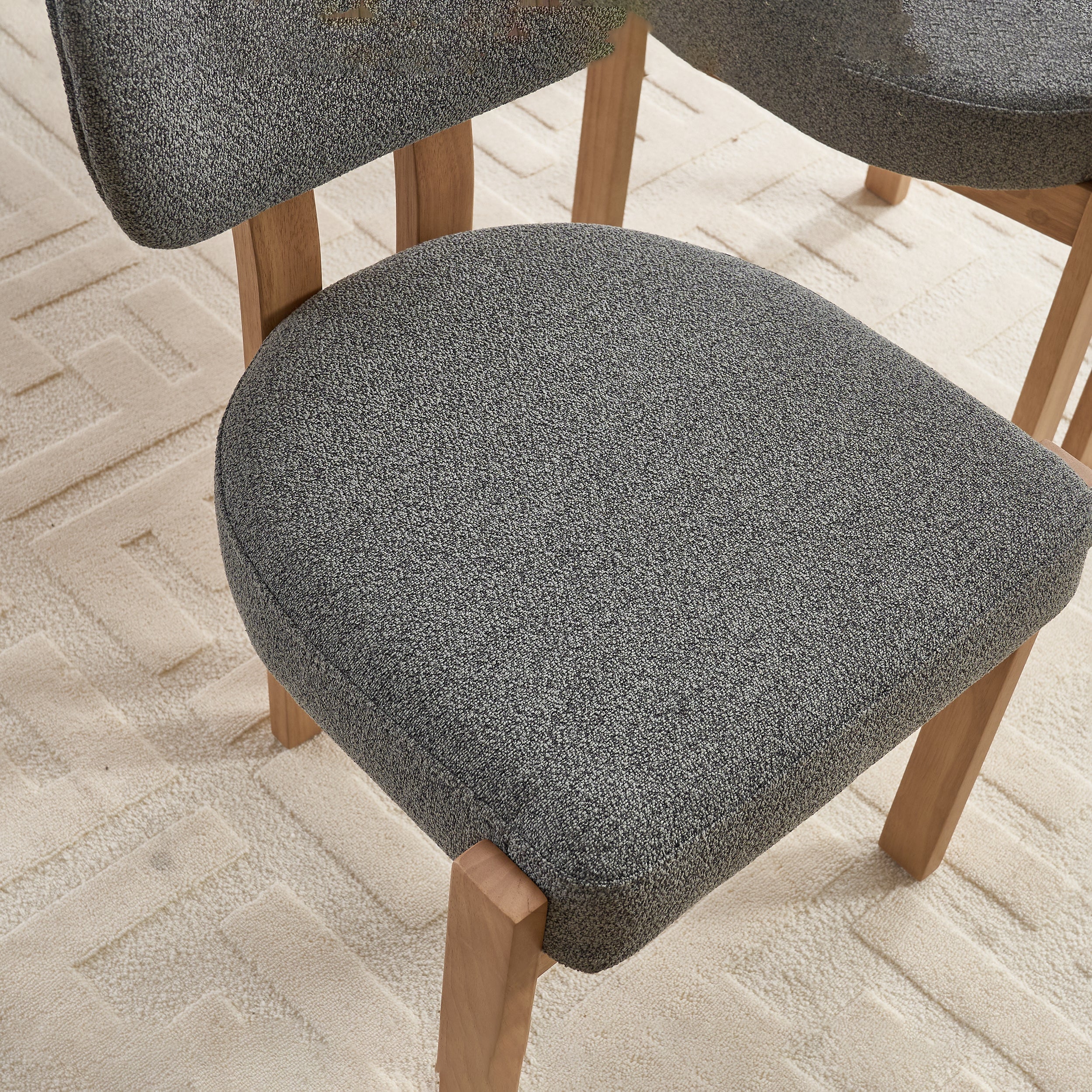 Durma Wooden Chenille Upholstered Dining Chairs - Set of 2