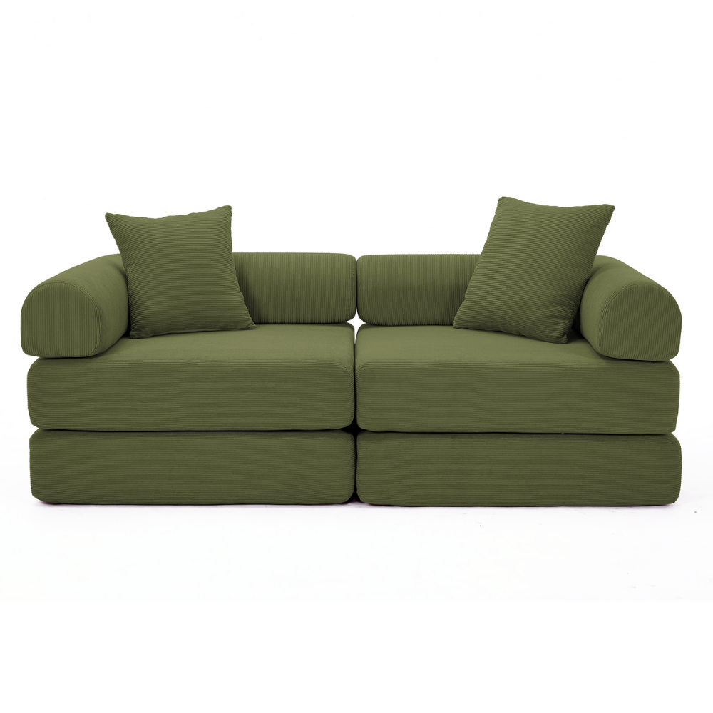 Gaged Modular Couch Green Corduroy Sofa Bed - Convertible Sofa