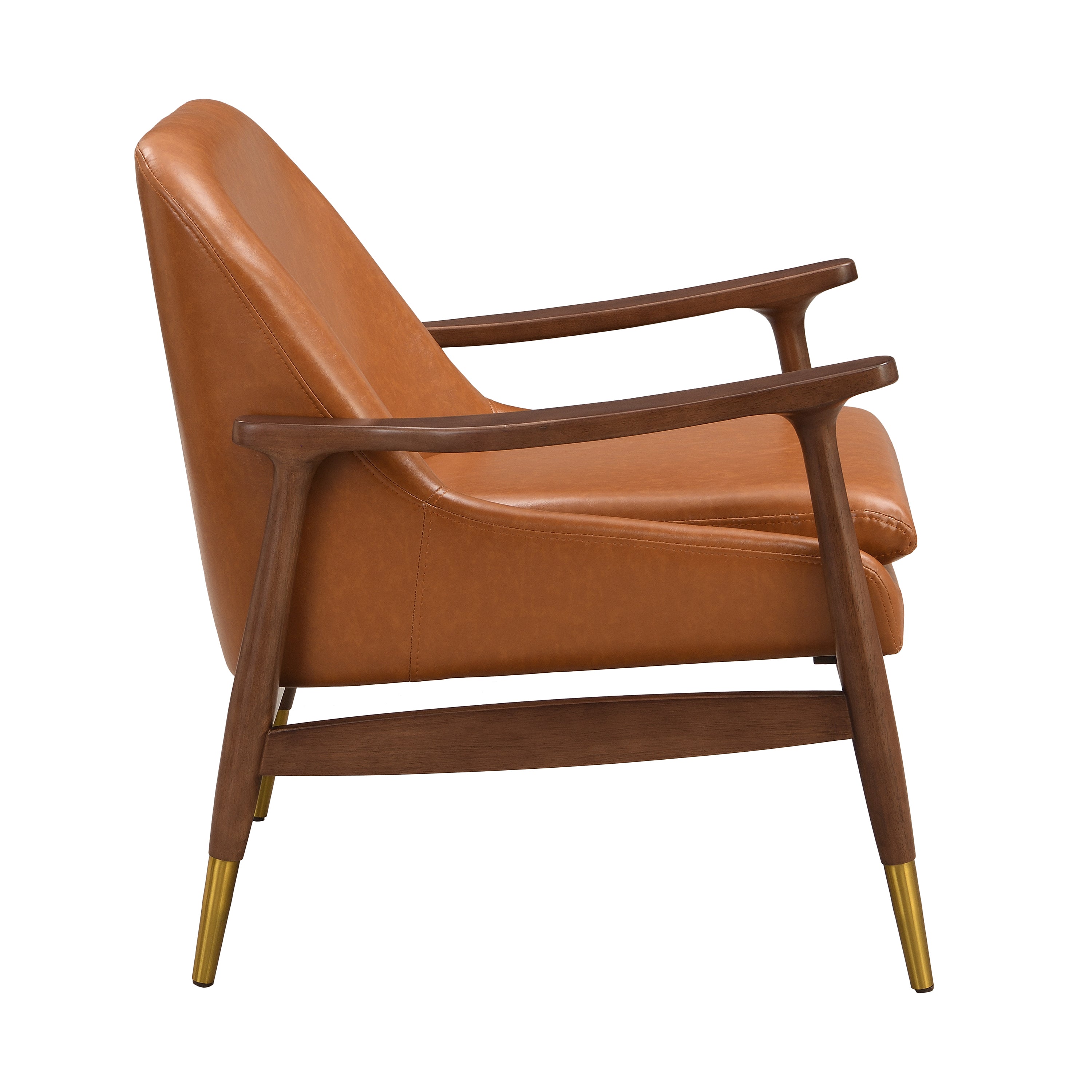Hafi Mid-Century Faux Leather Accent Chair