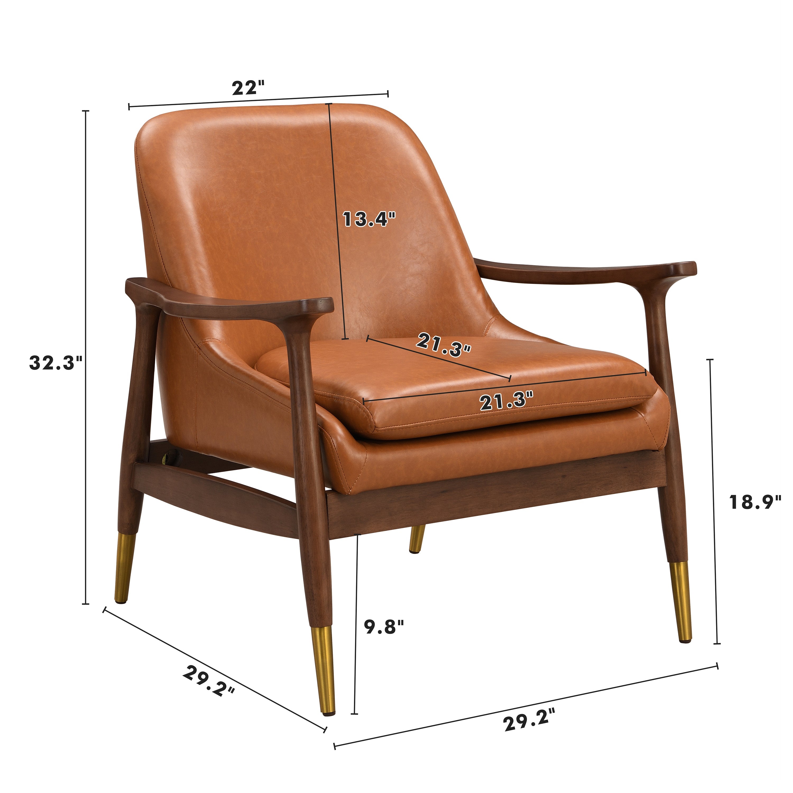 Hafi Mid-Century Faux Leather Accent Chair