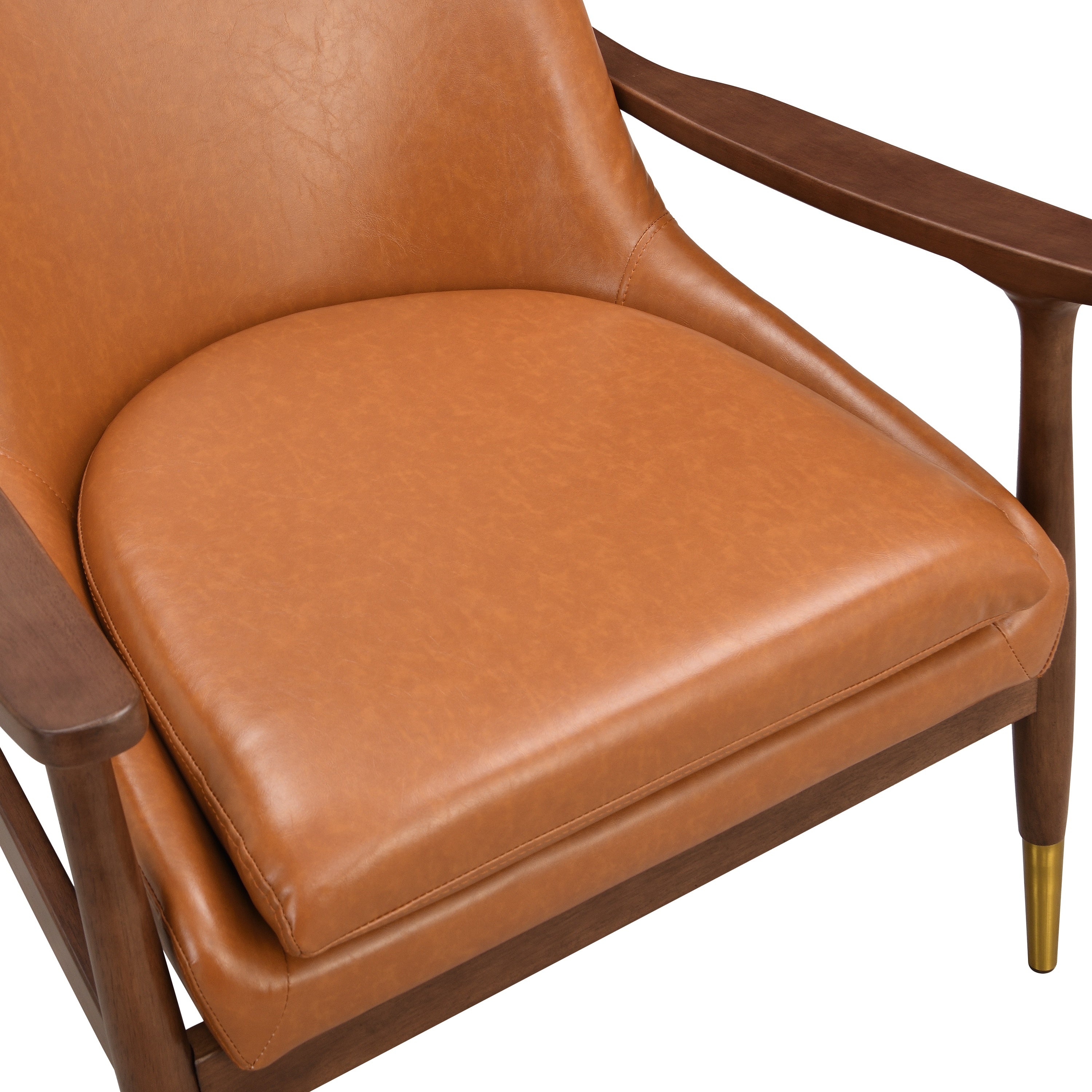 Hafi Mid-Century Faux Leather Accent Chair