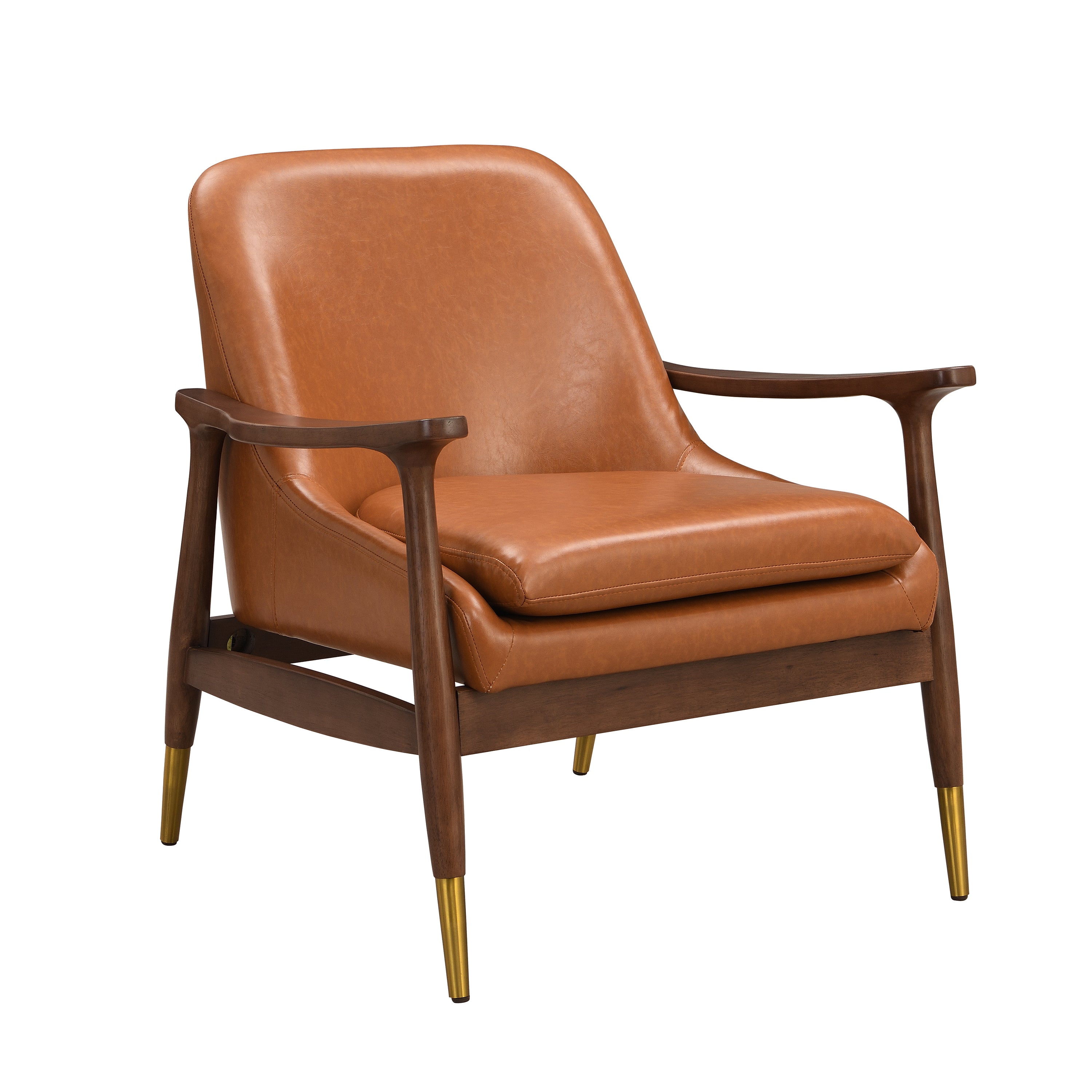 Hafi Mid-Century Faux Leather Accent Chair