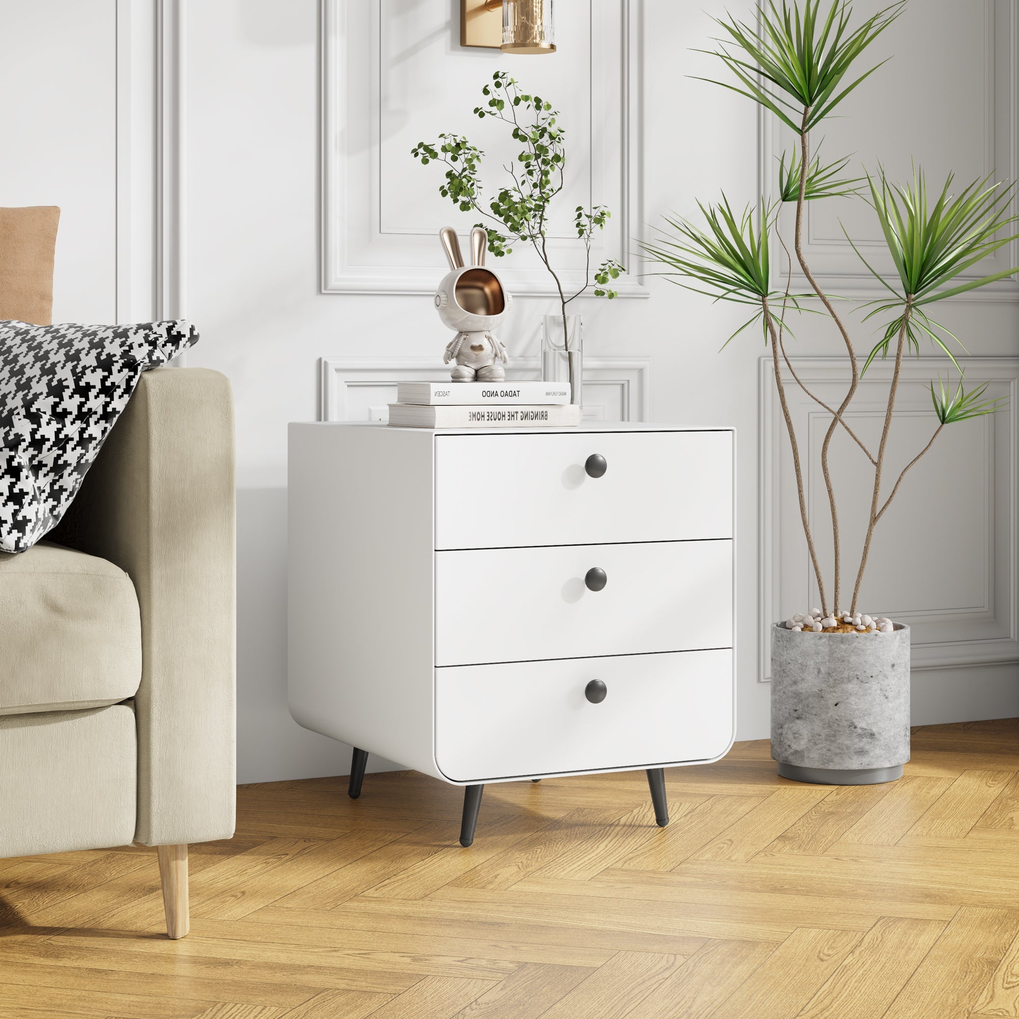 Hon Modern Steel Nightstand Storage Cabineta