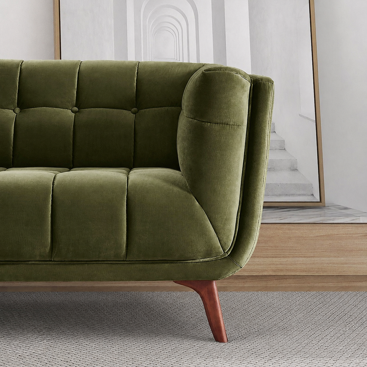 Kano Olive Green Velvet Sofa