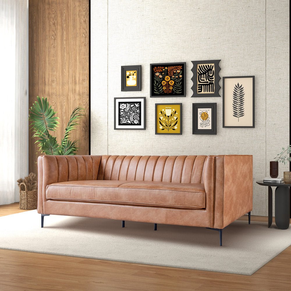 Kendra 84" Cognac Leather Sofa