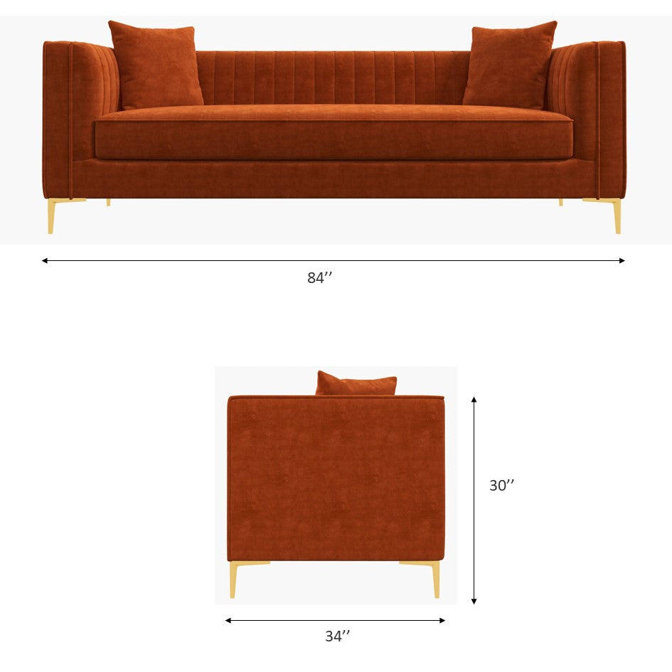 Kendra 84" Cognac Leather Sofa