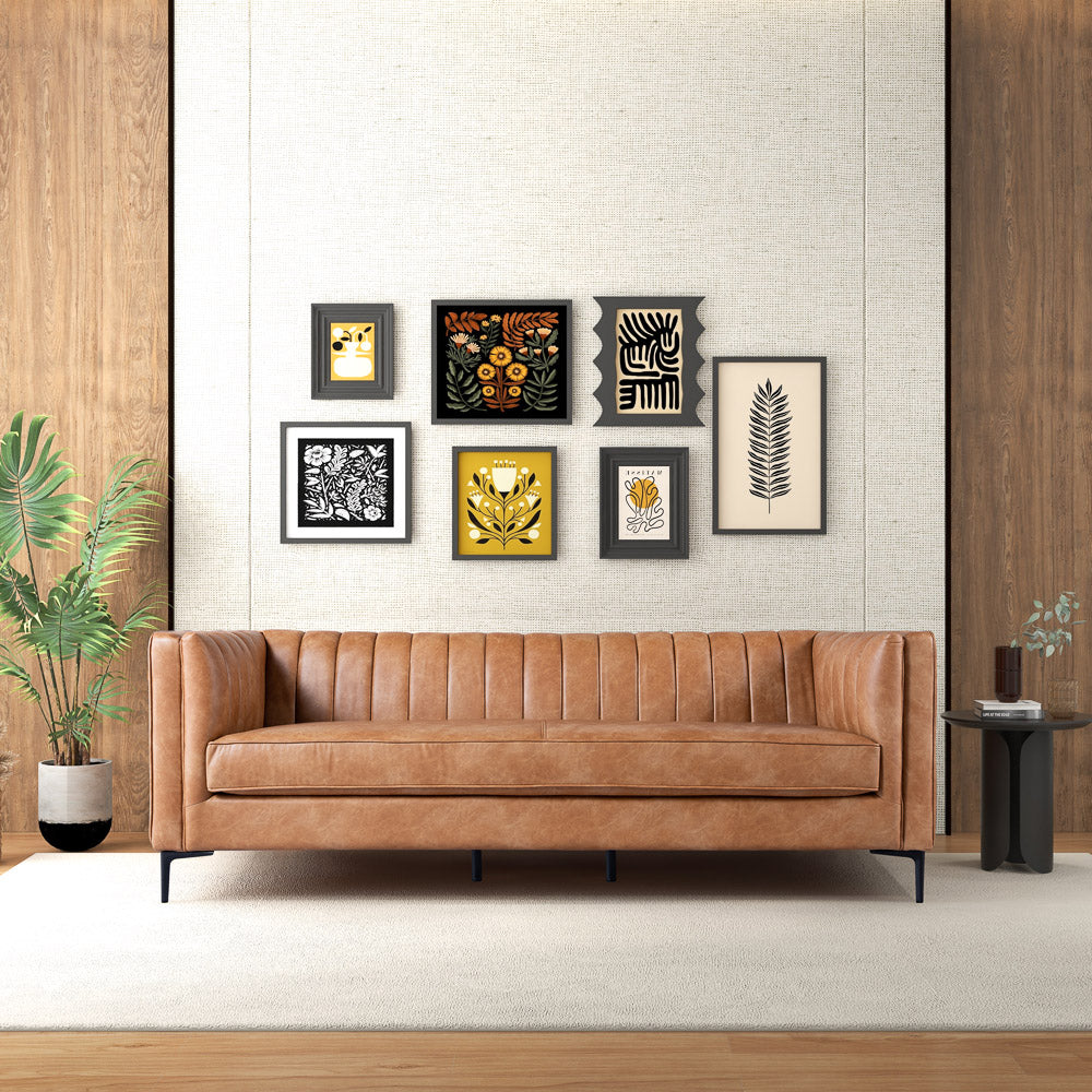 Kendra 84" Cognac Leather Sofa