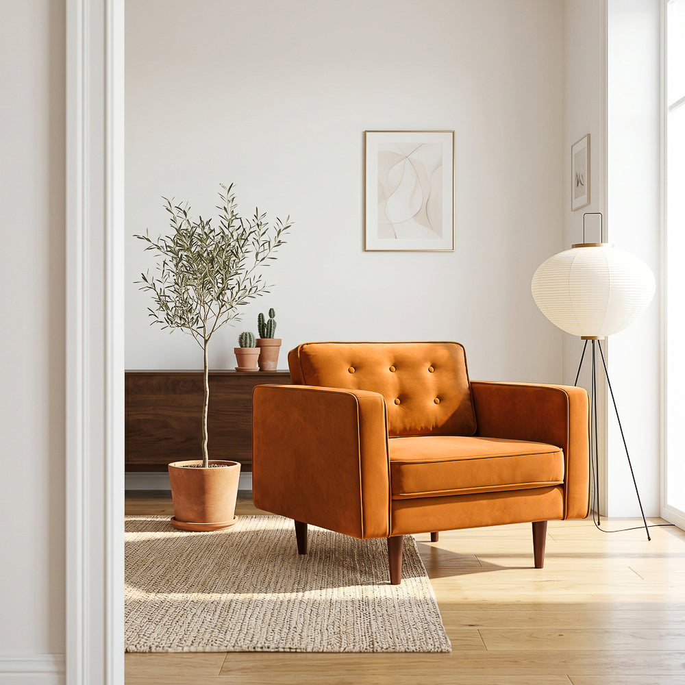 Kirby Burnt Orange Velvet Lounge Chair