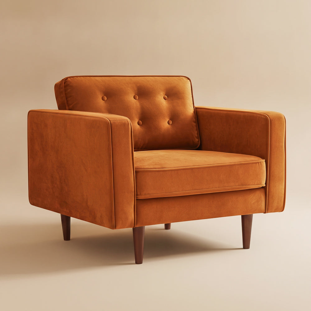 Kirby Burnt Orange Velvet Lounge Chair
