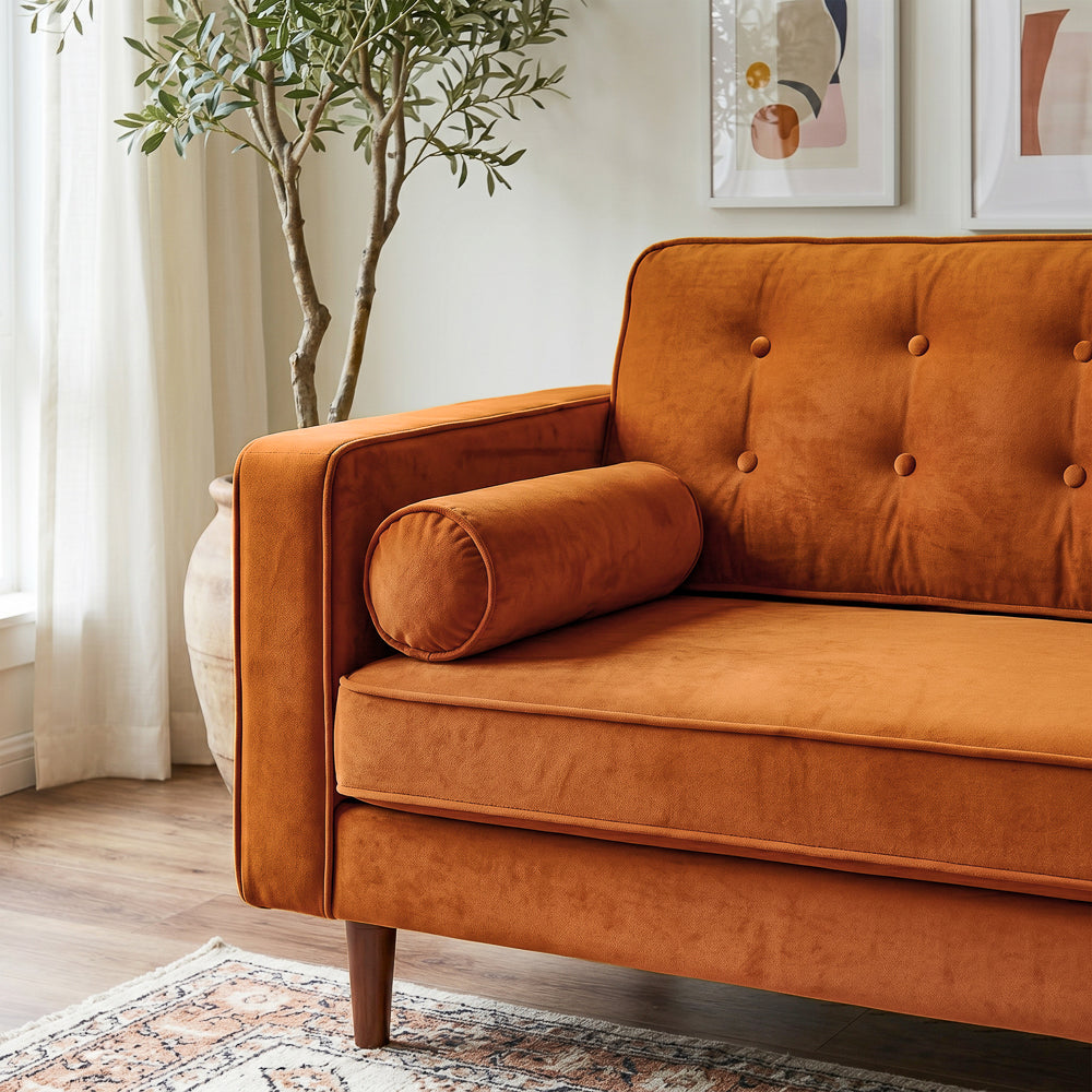 Kirby Burnt Orange Velvet Sofa