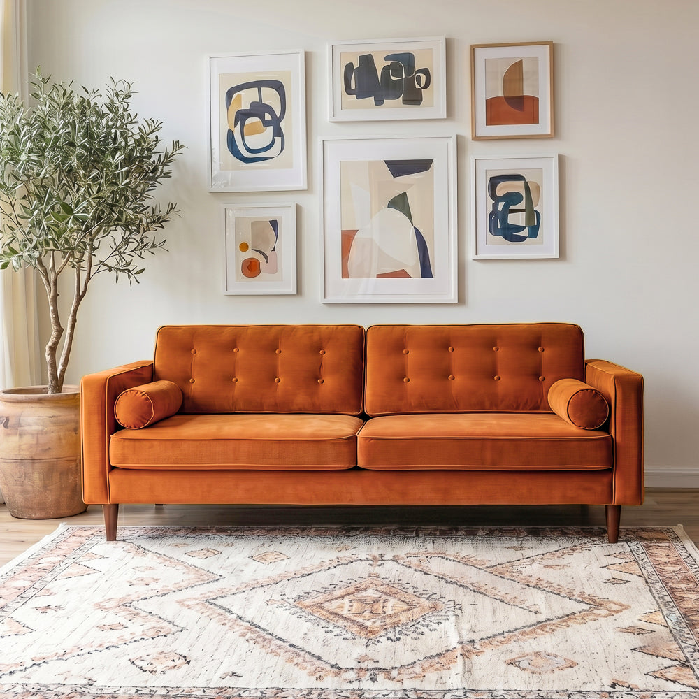 Kirby Burnt Orange Velvet Sofa