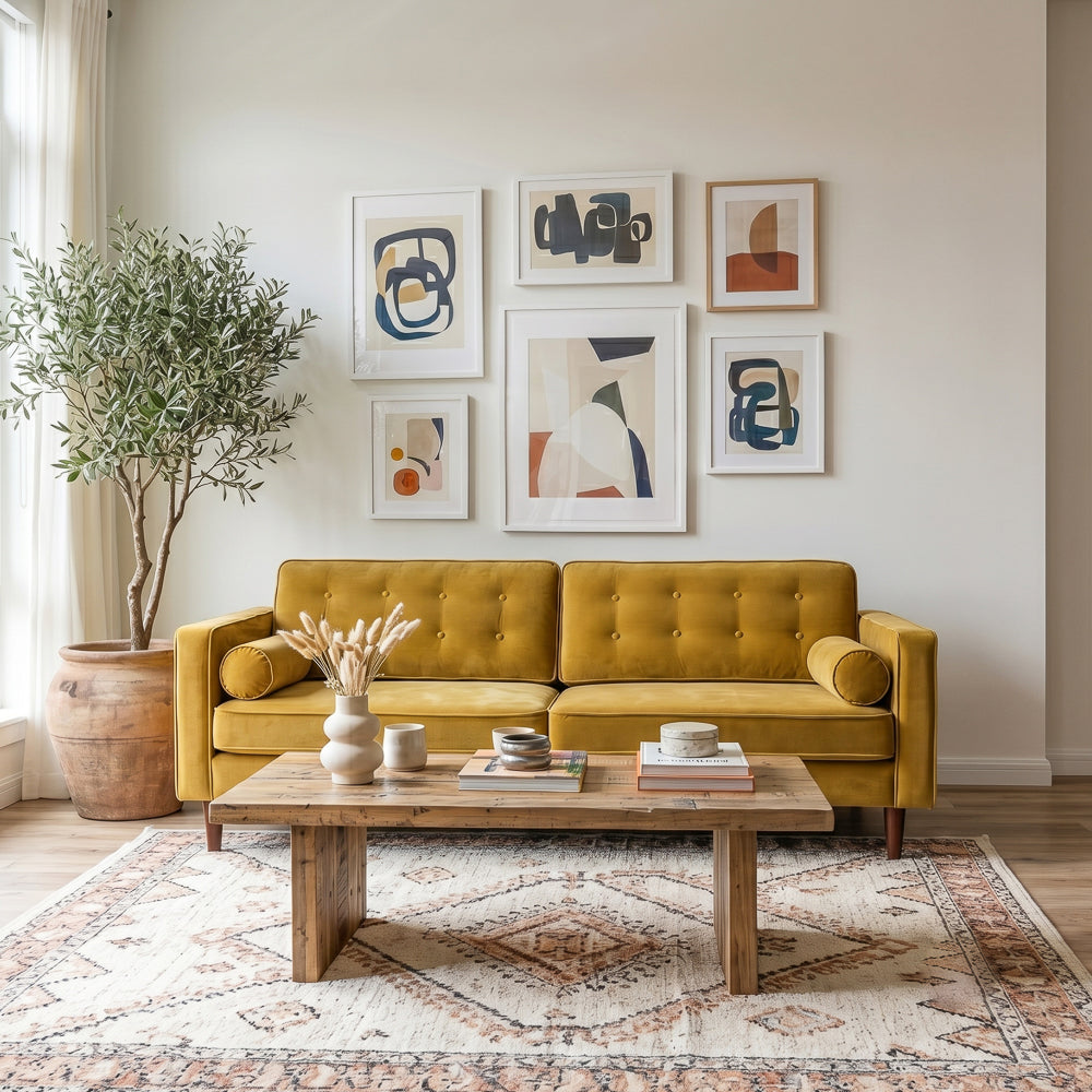 Kirby Dark Yellow Velvet Sofa