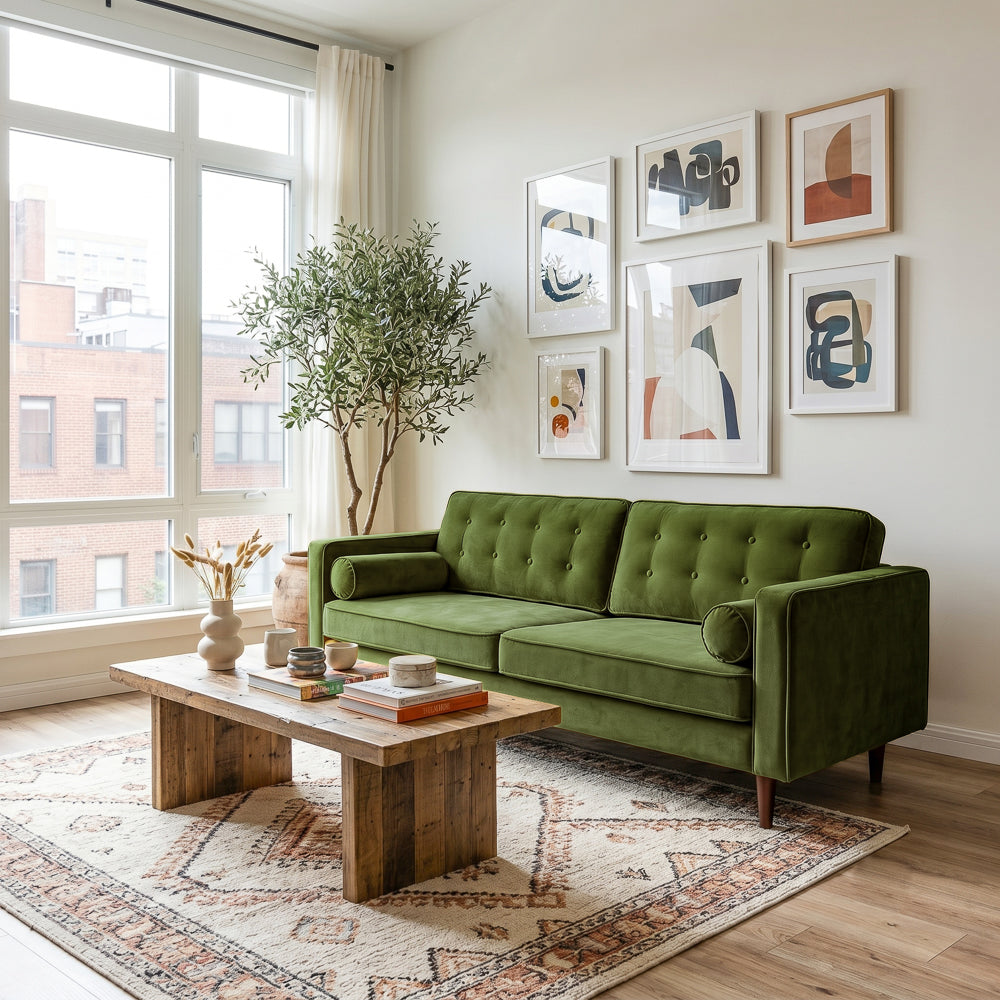 Kirby Olive Green Velvet Sofa