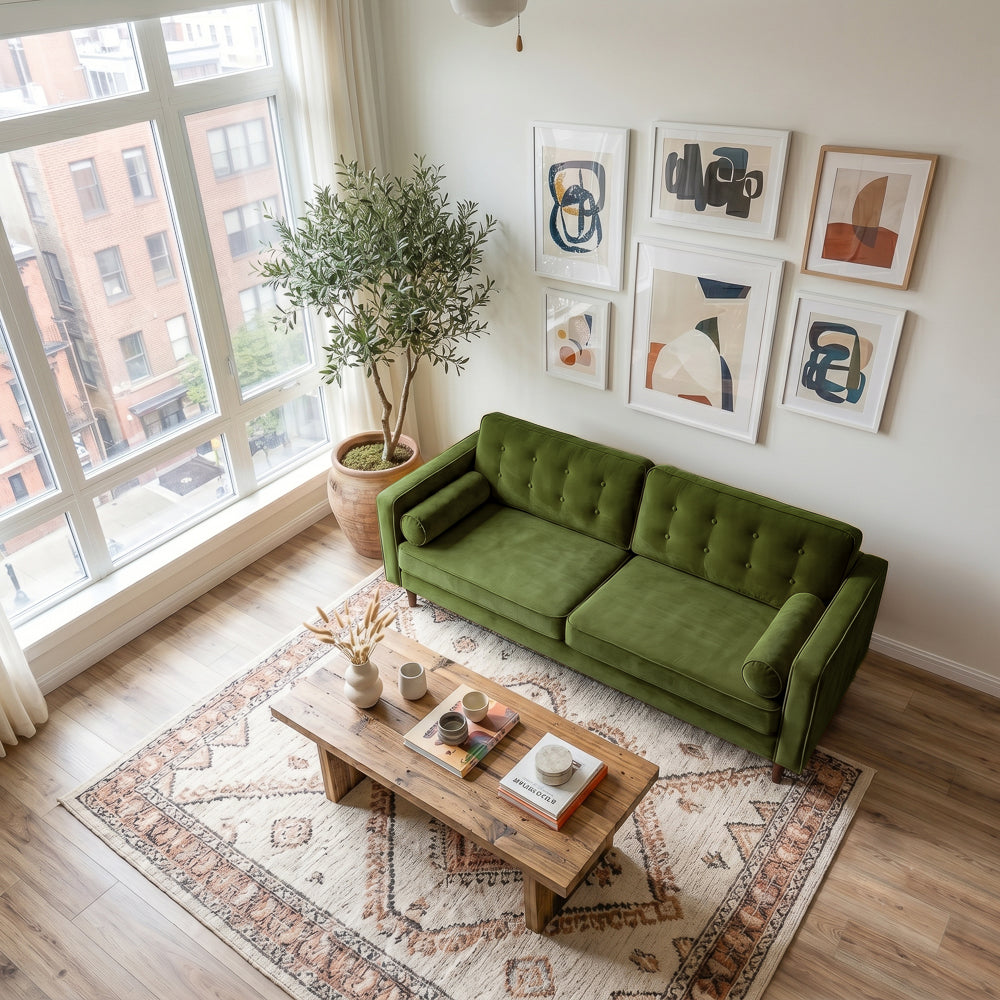 Kirby Olive Green Velvet Sofa