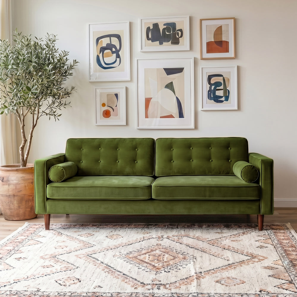 Kirby Olive Green Velvet Sofa
