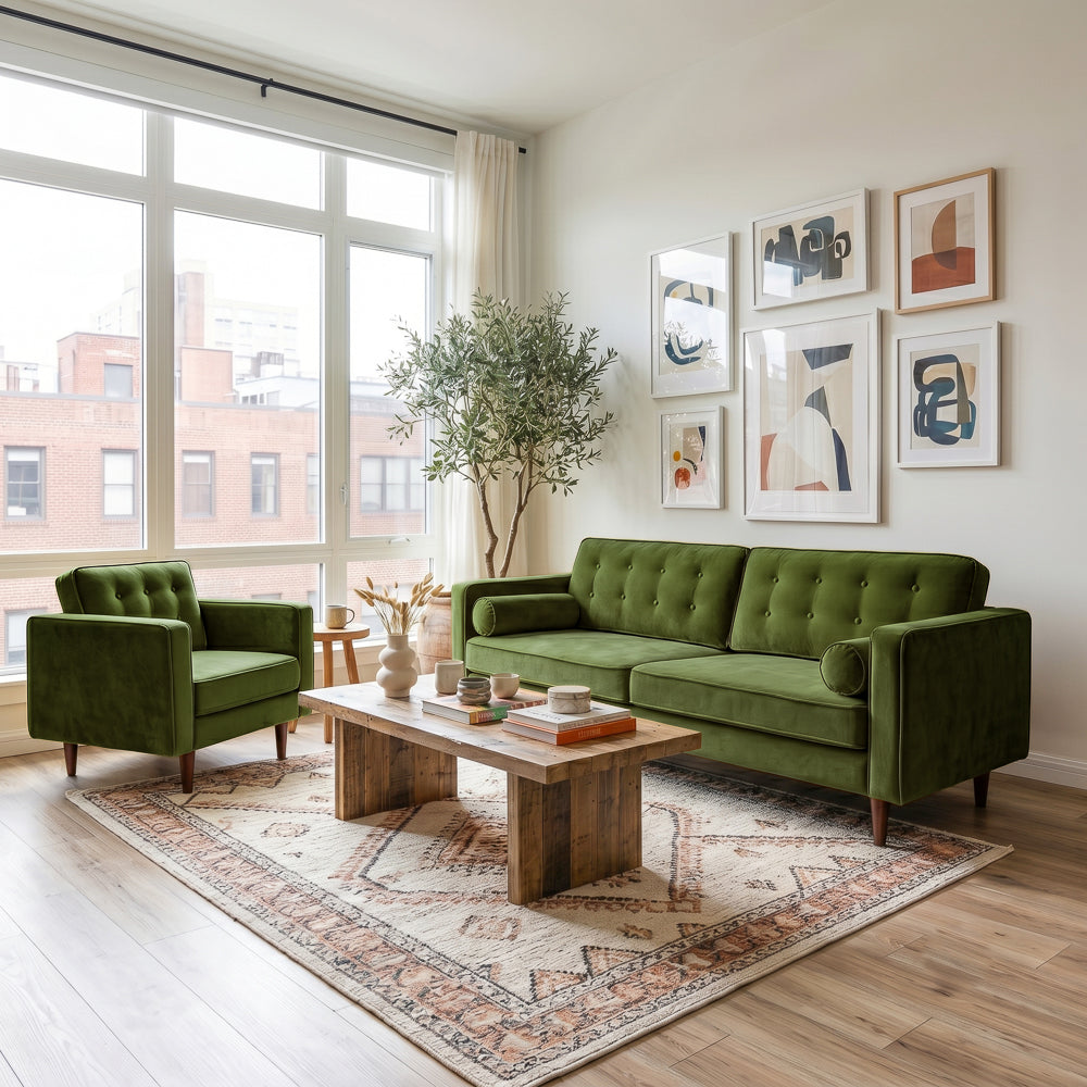 Kirby Olive Green Velvet Sofa